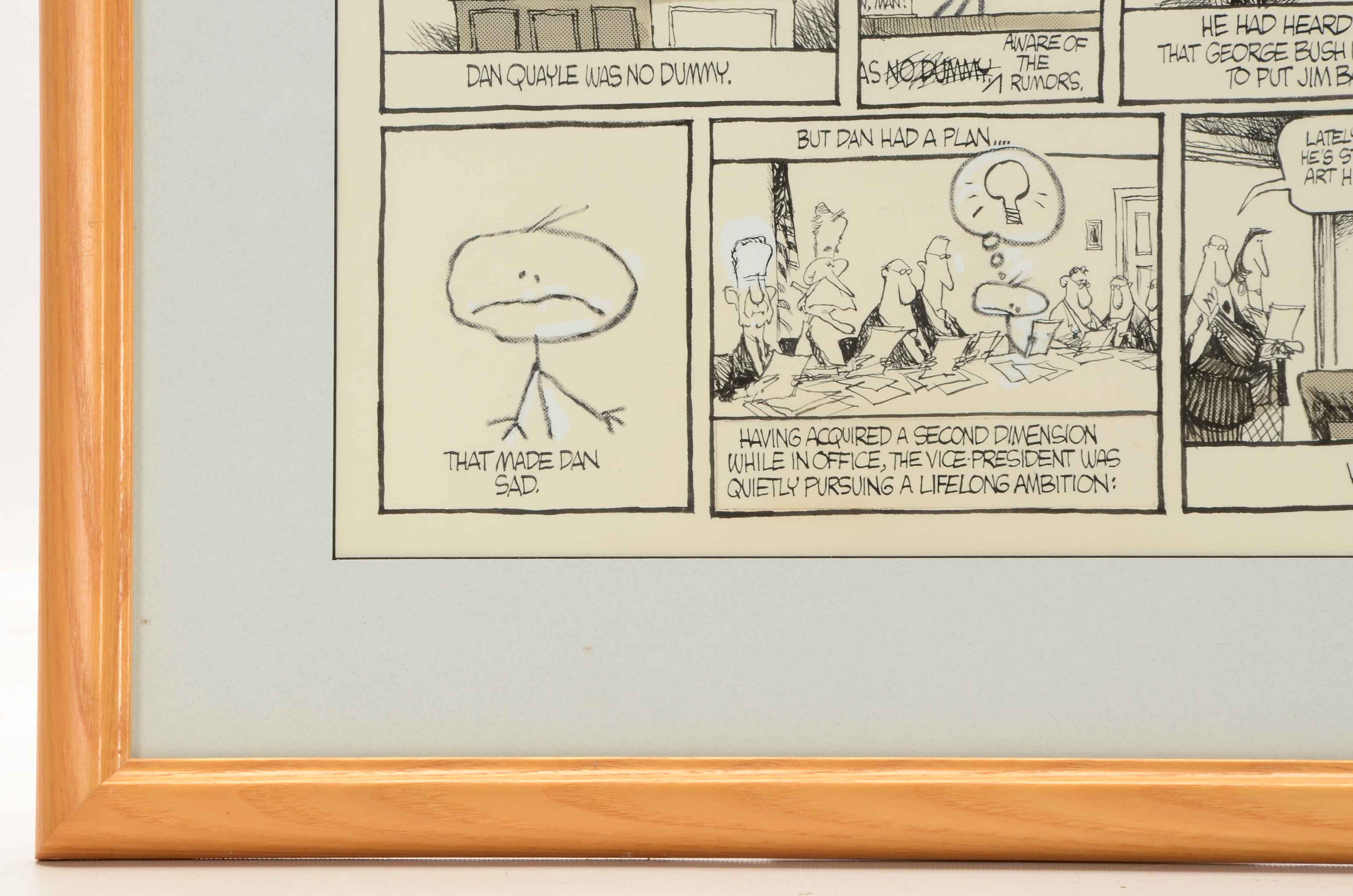 Jim Borgman Original 1990 Ink Cartoon Illustration Prototype for Cincinnati Enquirer