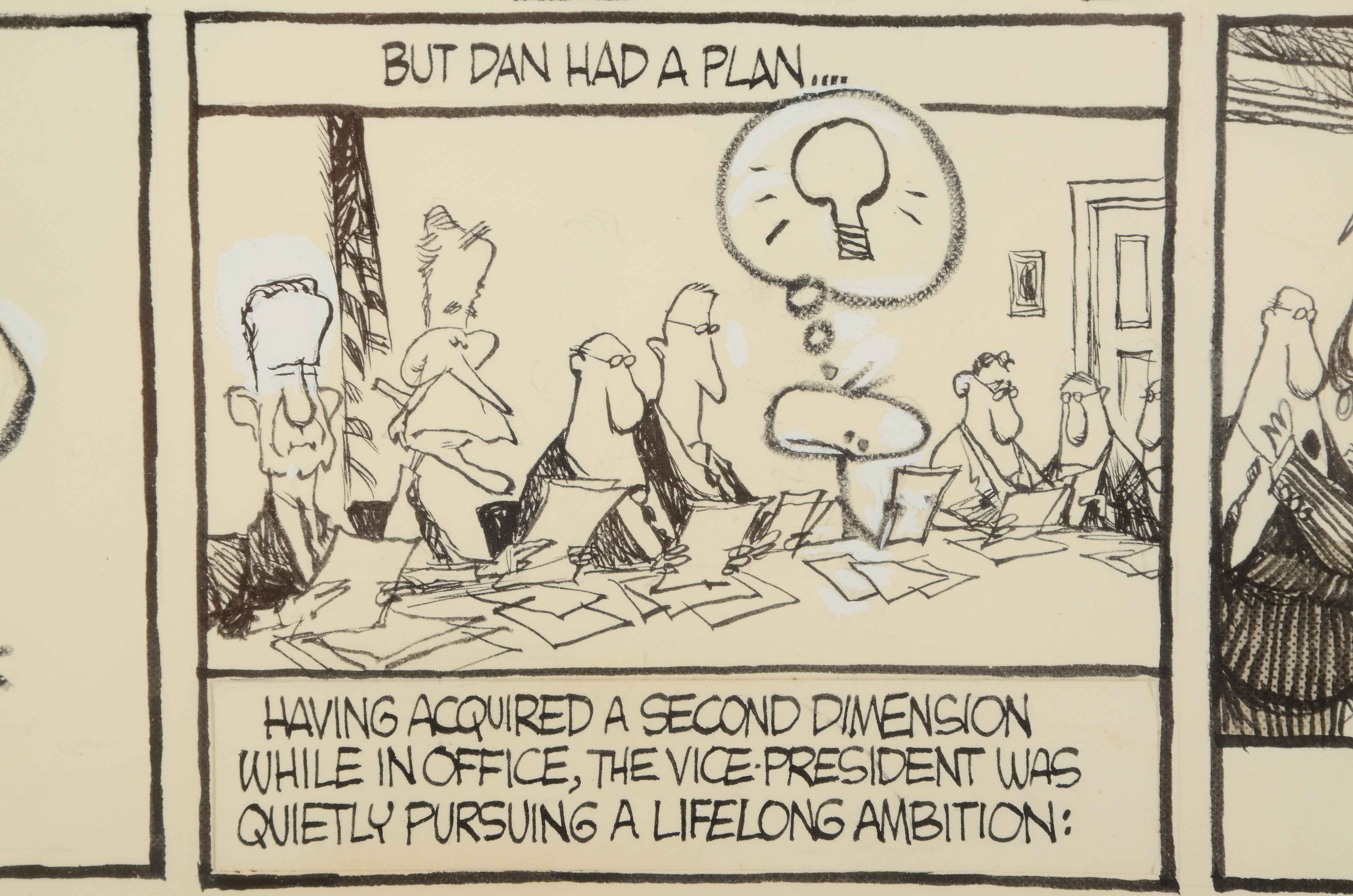 Jim Borgman Original 1990 Ink Cartoon Illustration Prototype for Cincinnati Enquirer