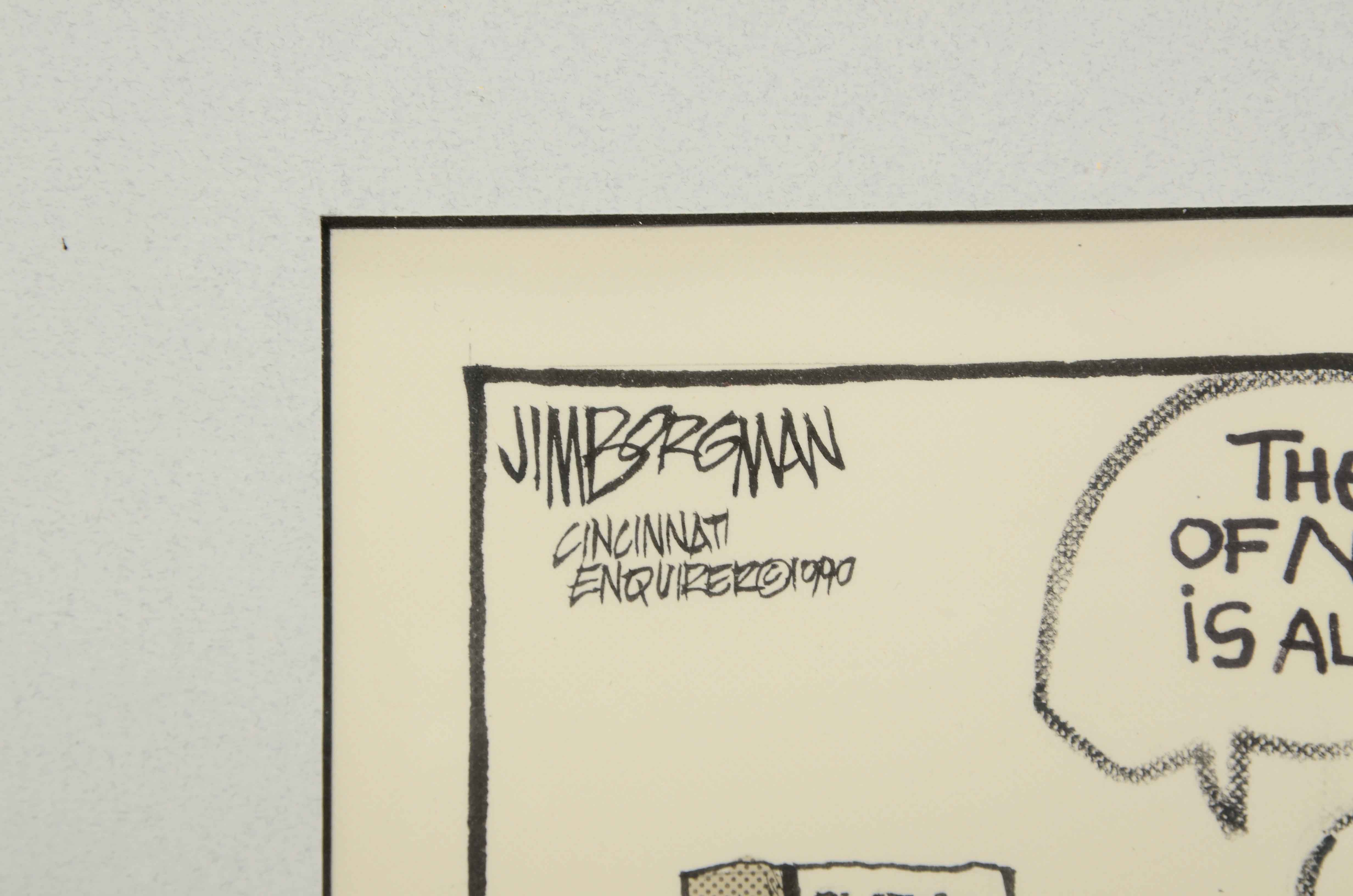 Jim Borgman Original 1990 Ink Cartoon Illustration Prototype for Cincinnati Enquirer