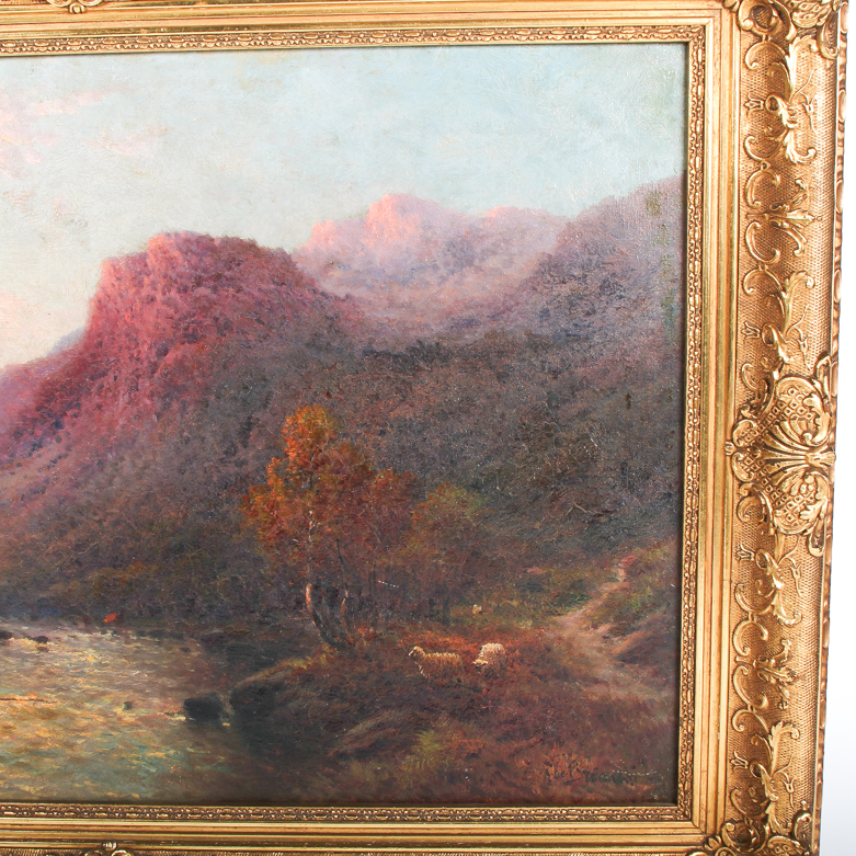 Alfred Fontville De Bréanski Romantic Continental Landscape Oil on Canvas