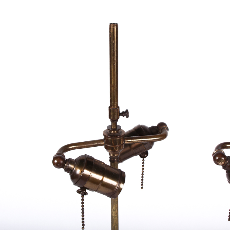 Vintage Brass Boudoir Lamps with Jadeite Cabochons