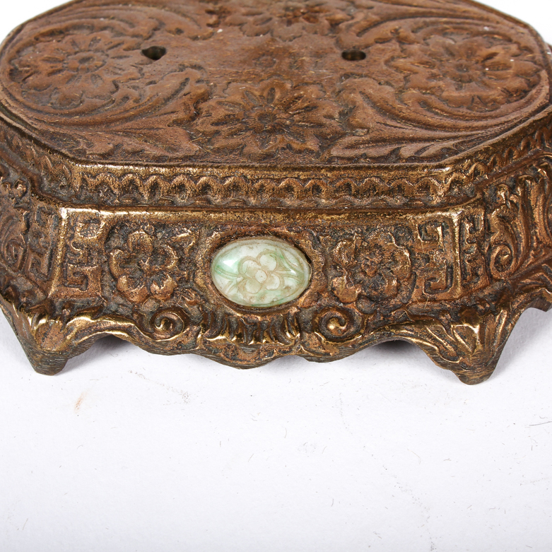 Vintage Brass Boudoir Lamps with Jadeite Cabochons