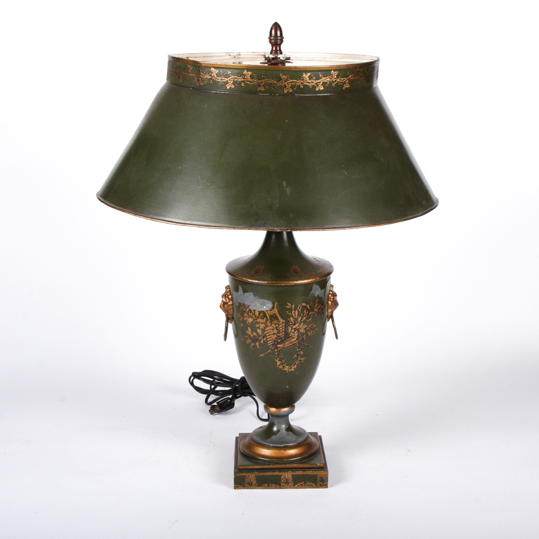 Vintage French Style Tole Lamp and Shade