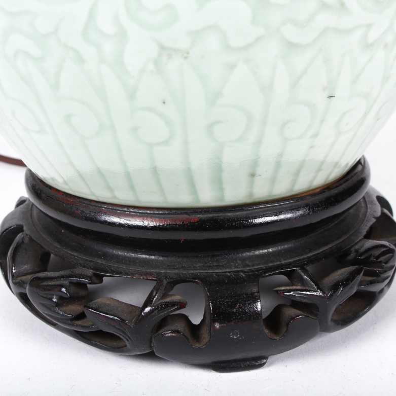 Green Porcelain Lamp and Shade