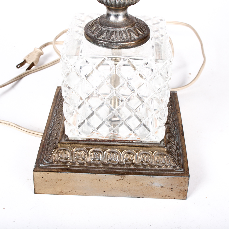 Vintage Cut Crystal Lamp with Brass Detail