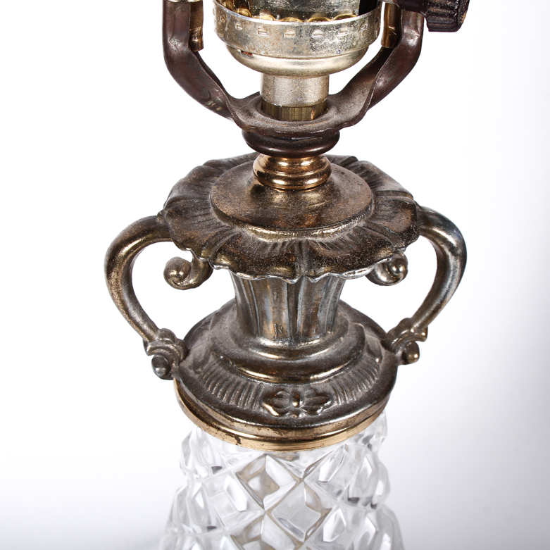 Vintage Cut Crystal Lamp with Brass Detail