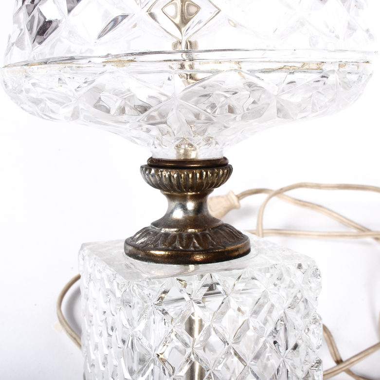 Vintage Cut Crystal Lamp with Brass Detail