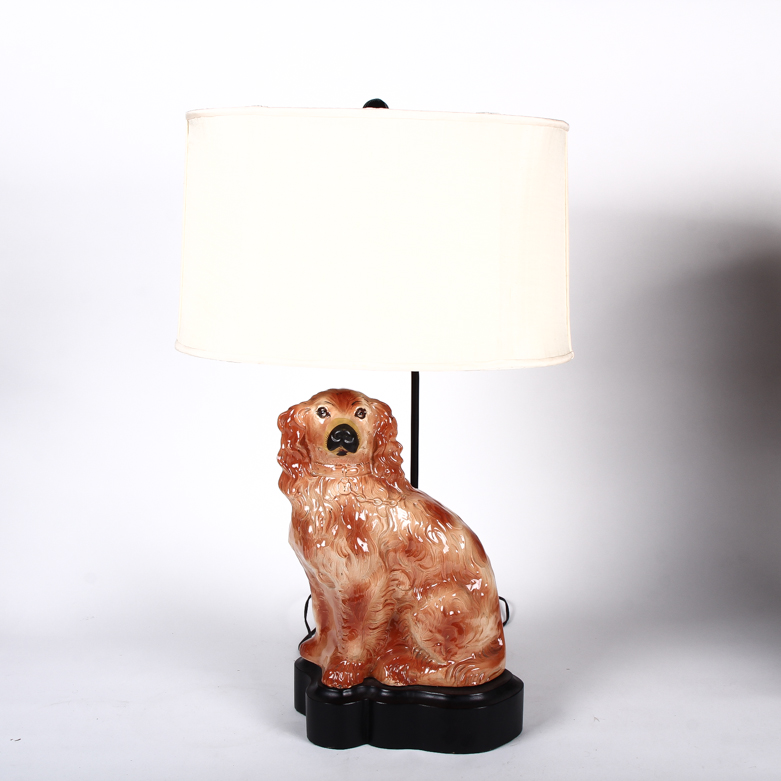 Staffordshire Style Spaniel Ceramic Lamp