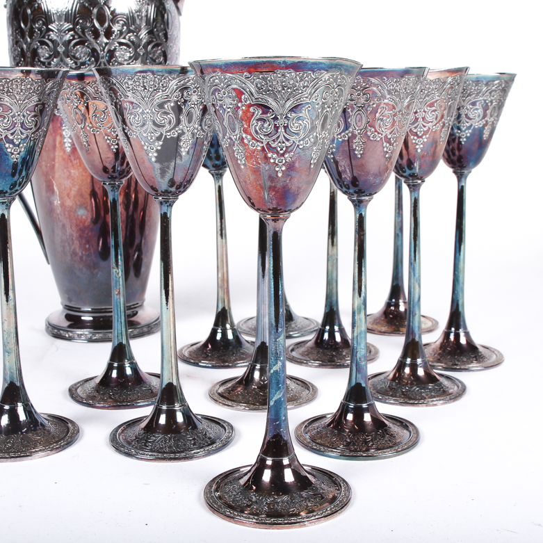 Collection of Wilcox International Silver Plated Sherry Glasses and Pitcher