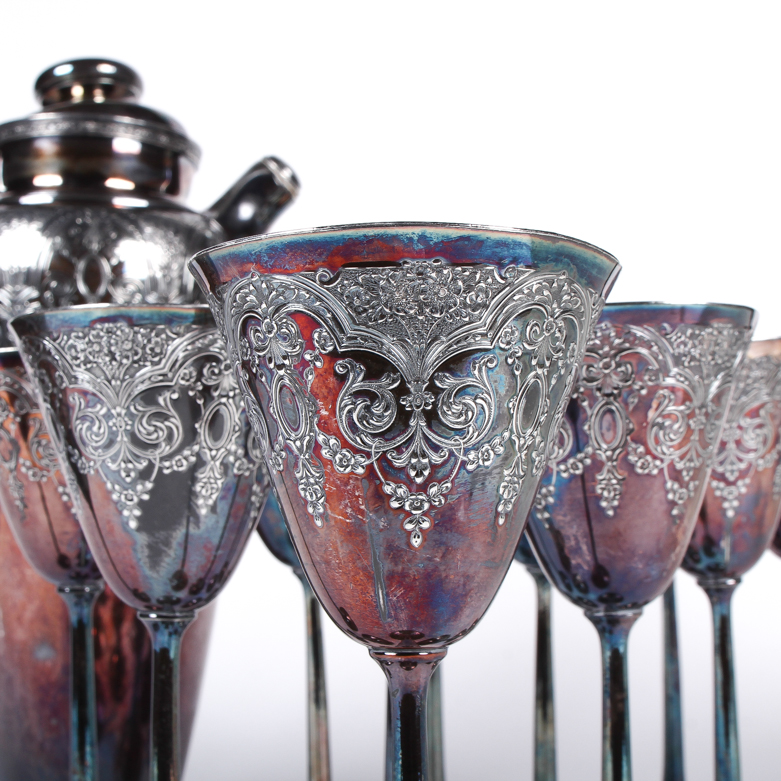 Collection of Wilcox International Silver Plated Sherry Glasses and Pitcher
