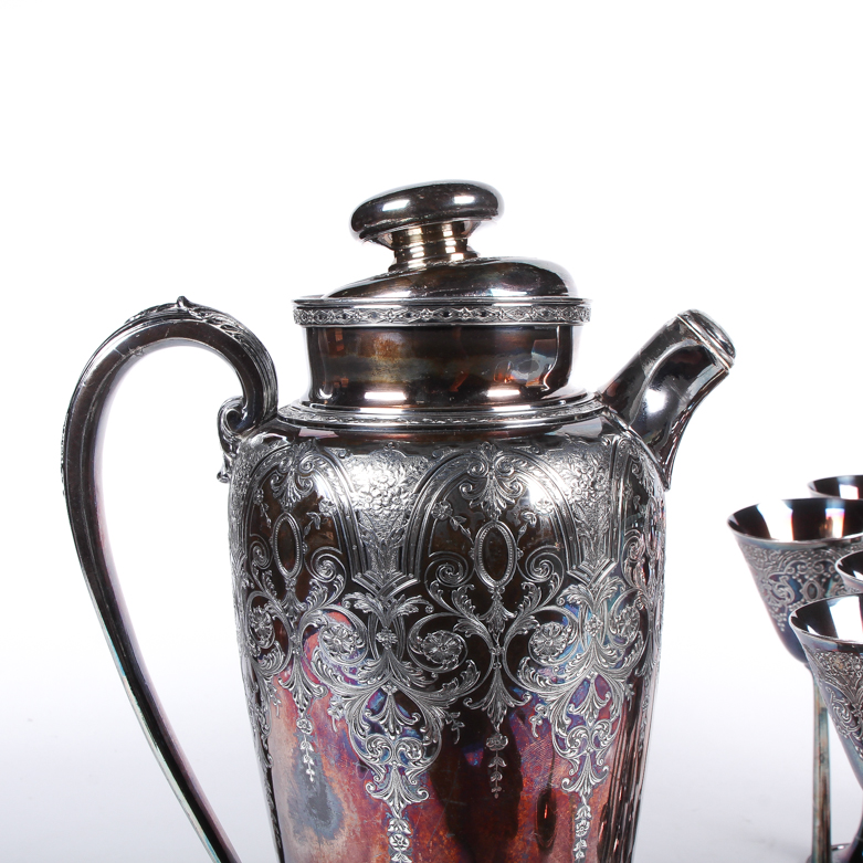 Collection of Wilcox International Silver Plated Sherry Glasses and Pitcher