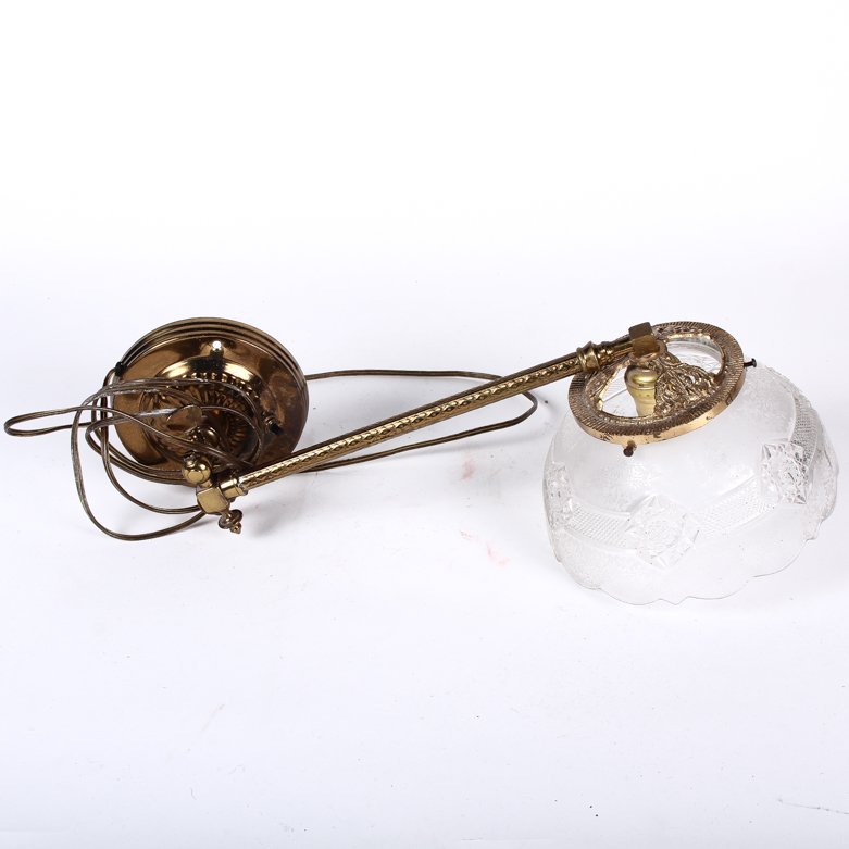 Vintage Brass and Glass Swing-Arm Lamp