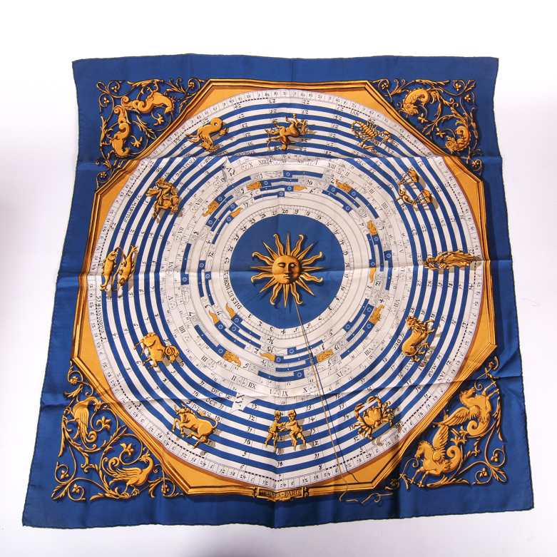 Vintage Hermès "Dies et Hore" Silk Scarf
