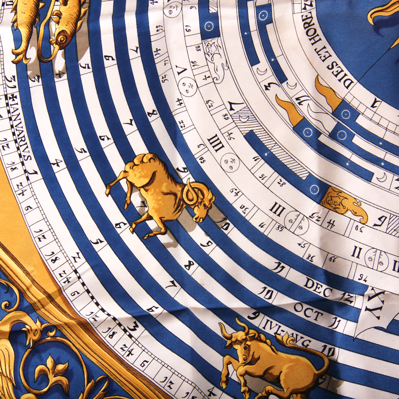 Vintage Hermès "Dies et Hore" Silk Scarf