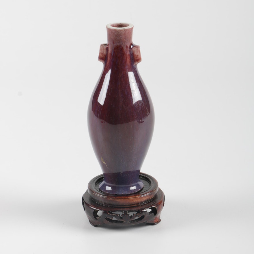 Flambé Porcelain Vase with Stand