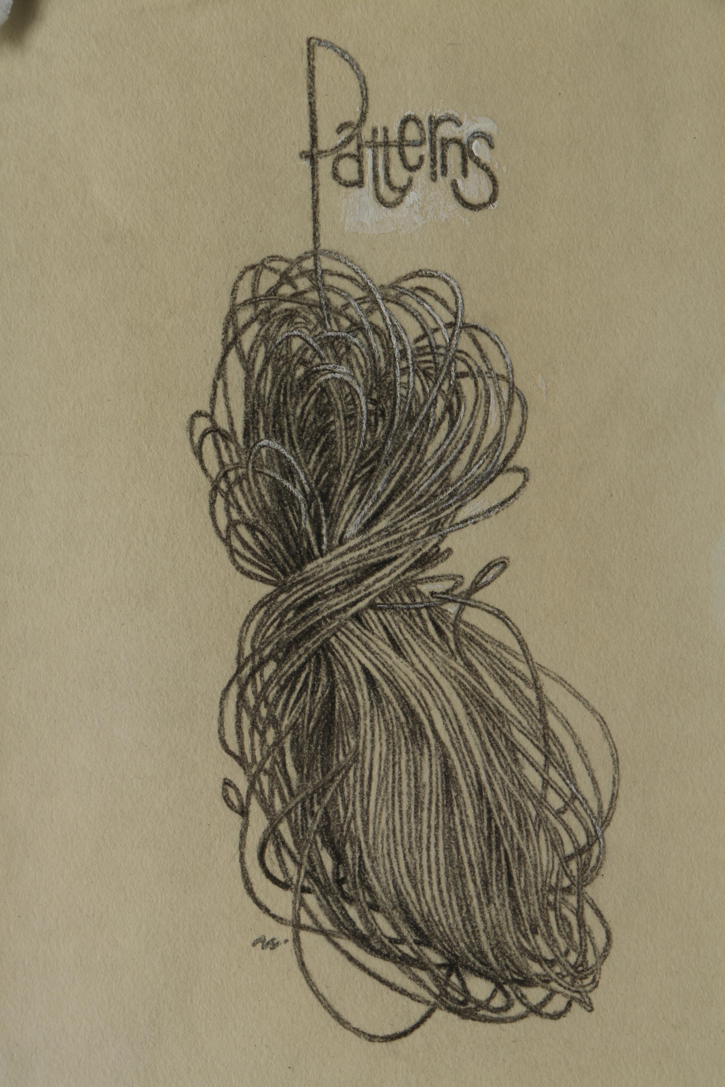 Charcoal Drawing on Paper "Patterns" Attributed to Paul Nonnast