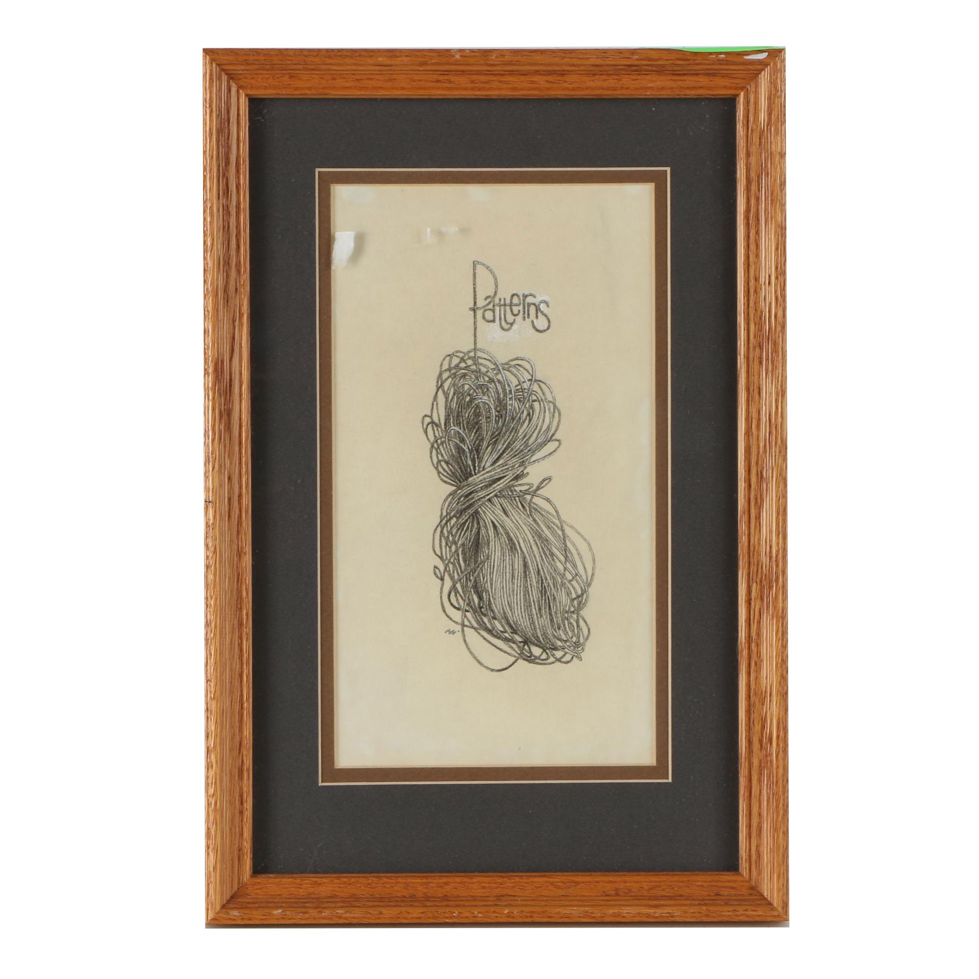 Charcoal Drawing on Paper "Patterns" Attributed to Paul Nonnast