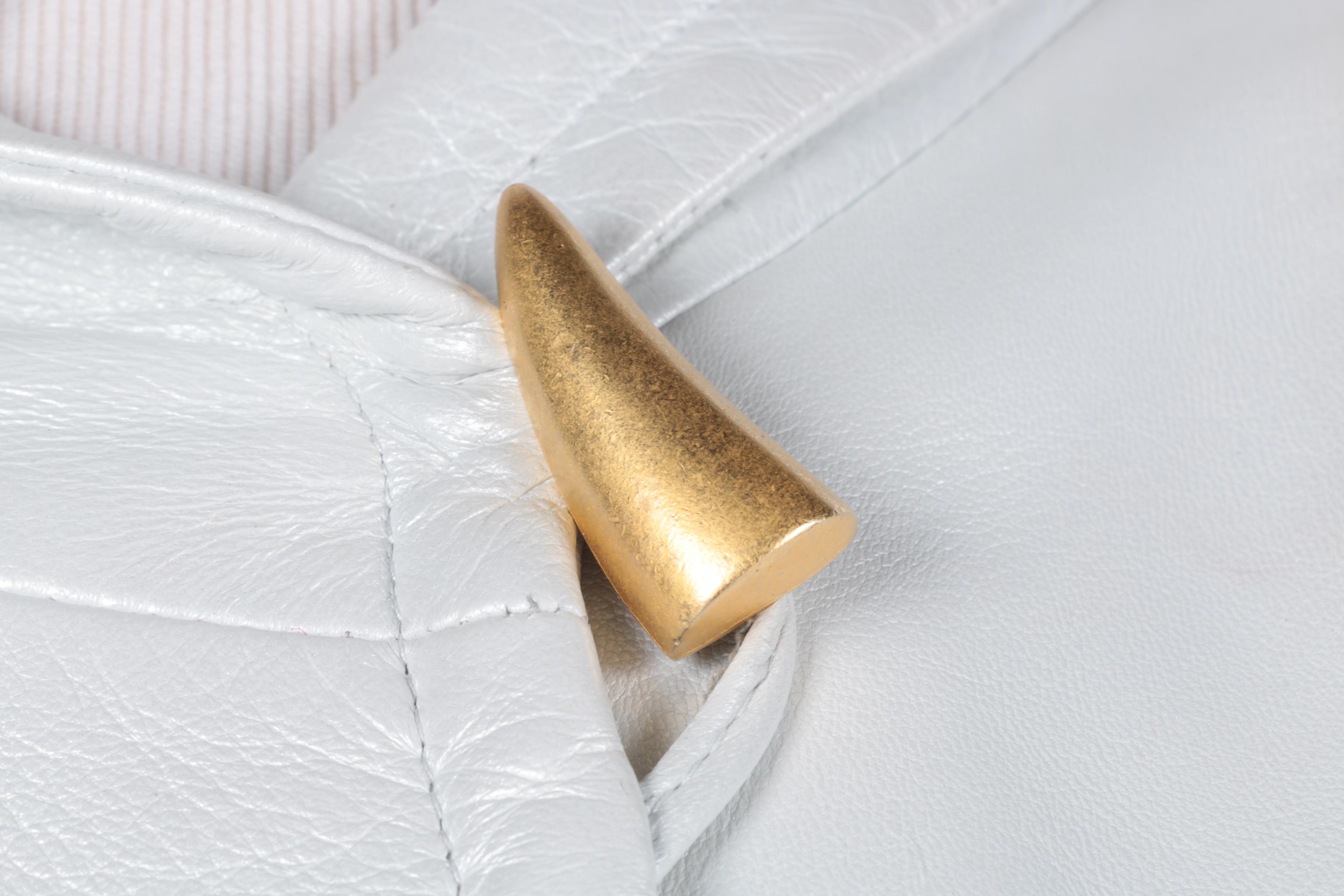 Vericci Leather Swing Coat With Fox Fur Cuffs