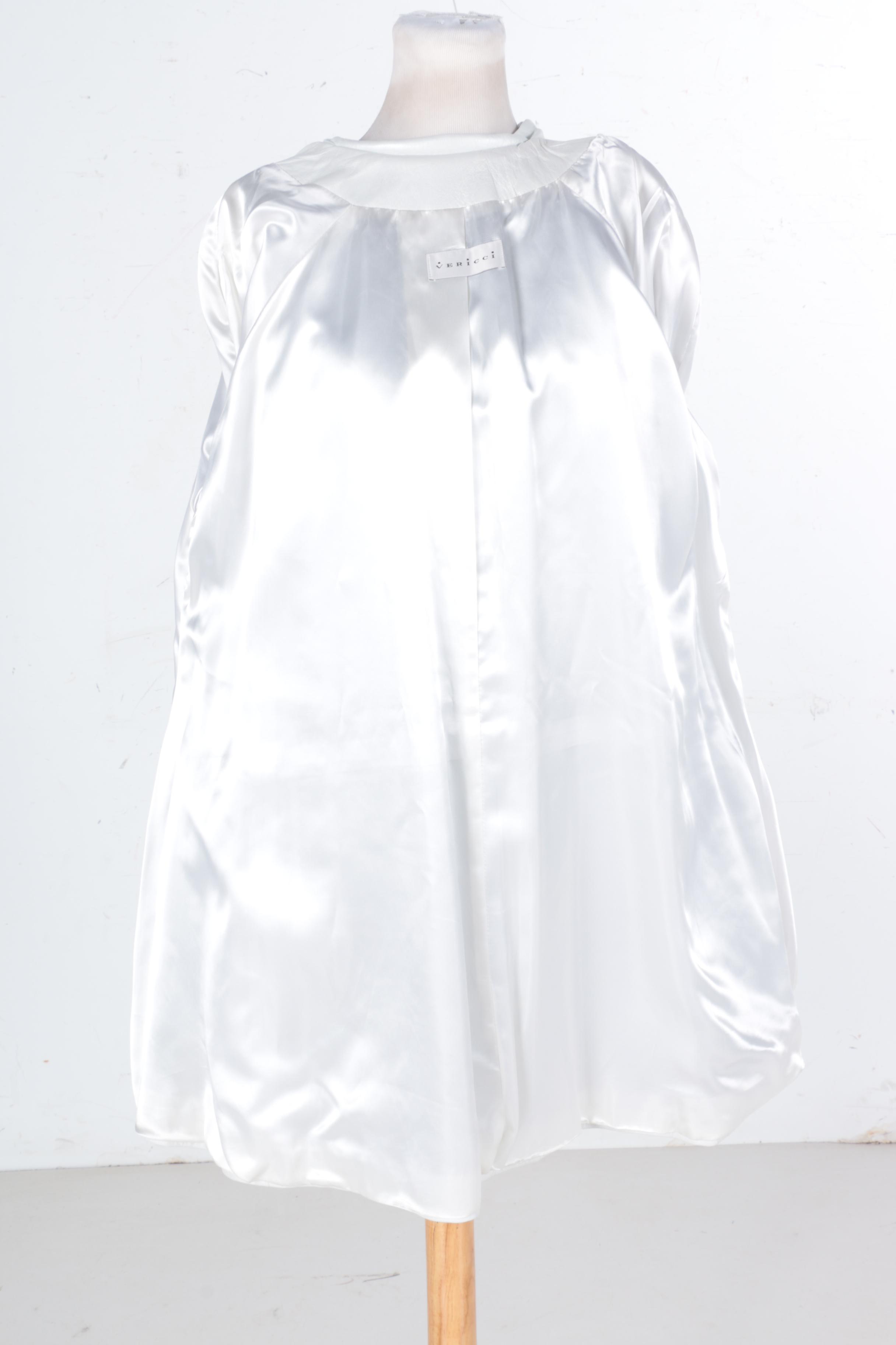 Vericci Leather Swing Coat With Fox Fur Cuffs