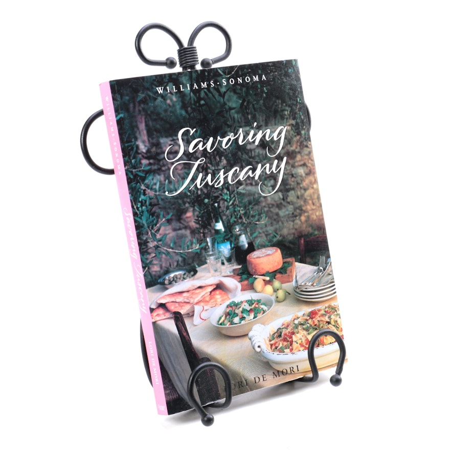 "Savoring Tuscany" Cookbook on Stand