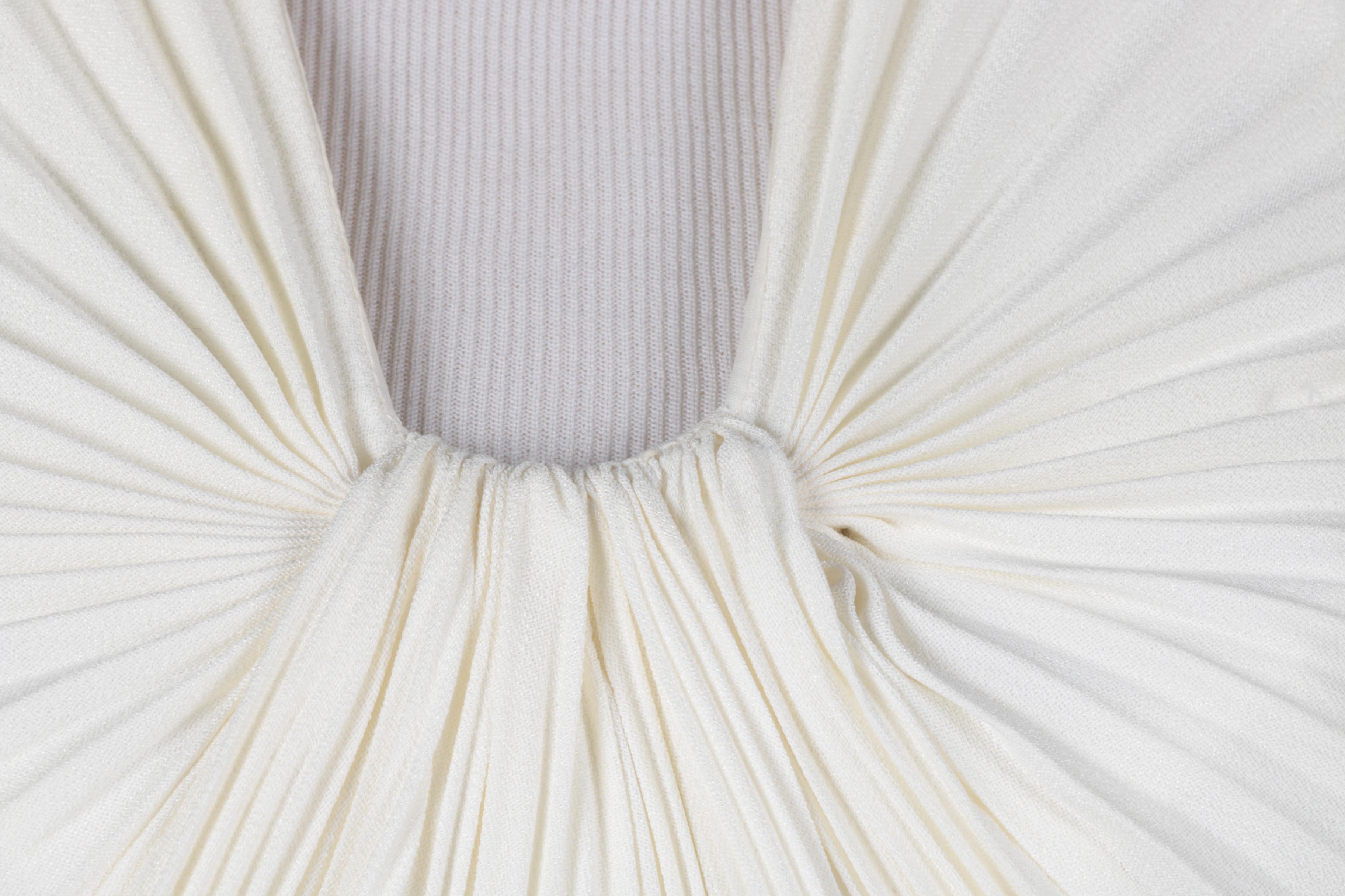 Travilla Pleated Halter Neck Gown With Ostrich Feather Capelet