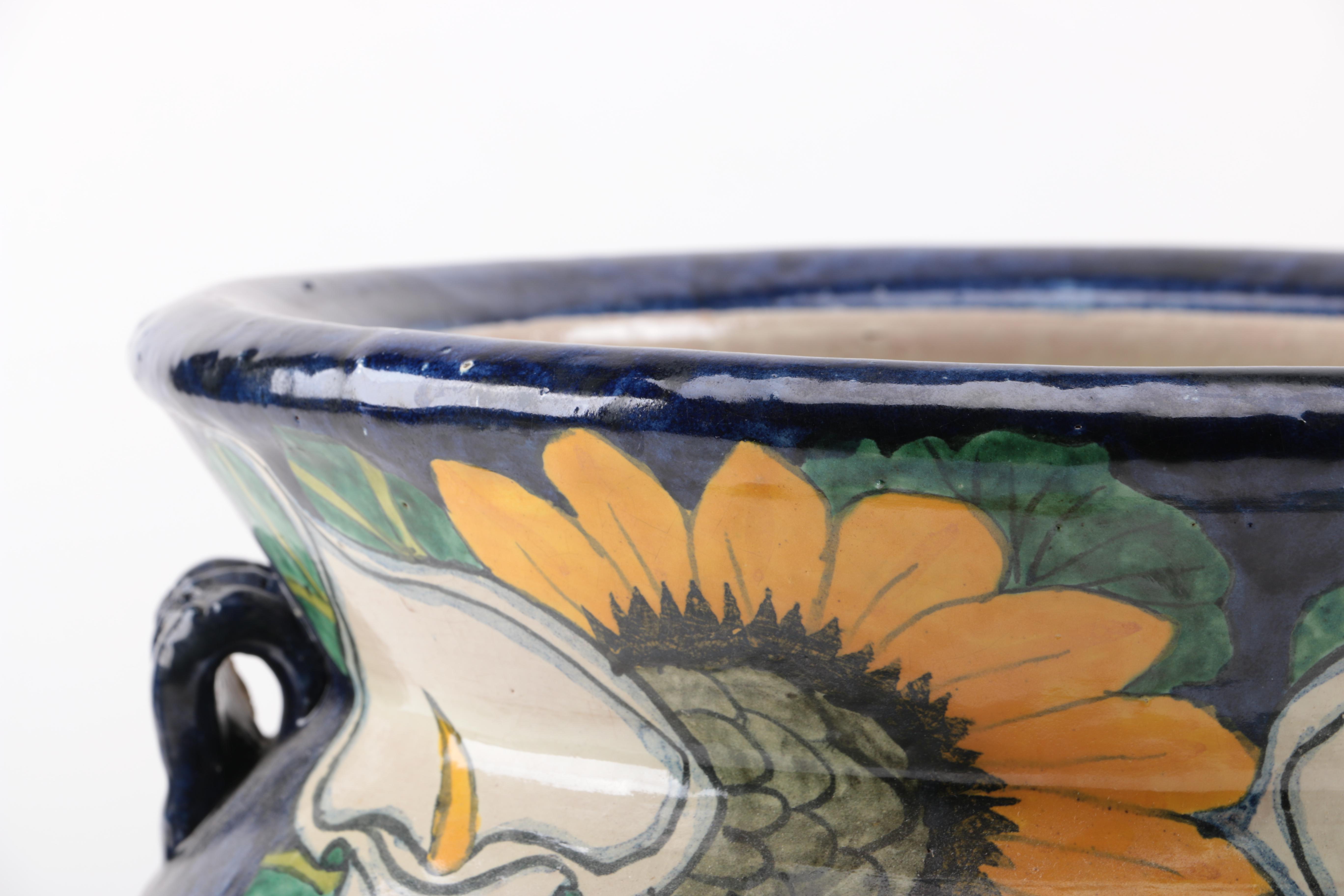 Mexican Earthenware Floral Pot