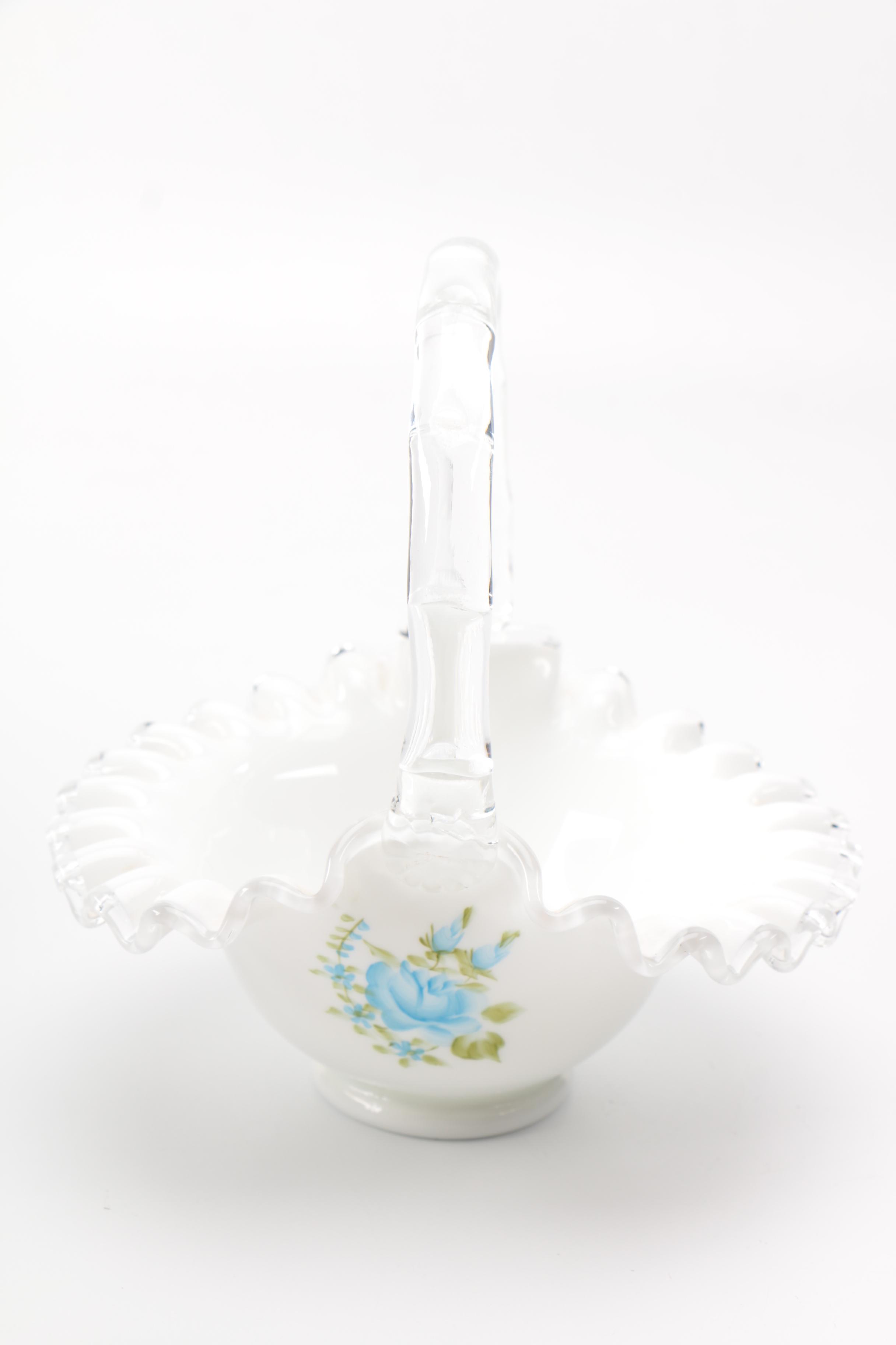 Fenton Decorative Glass Bowls and Two Candlesticks