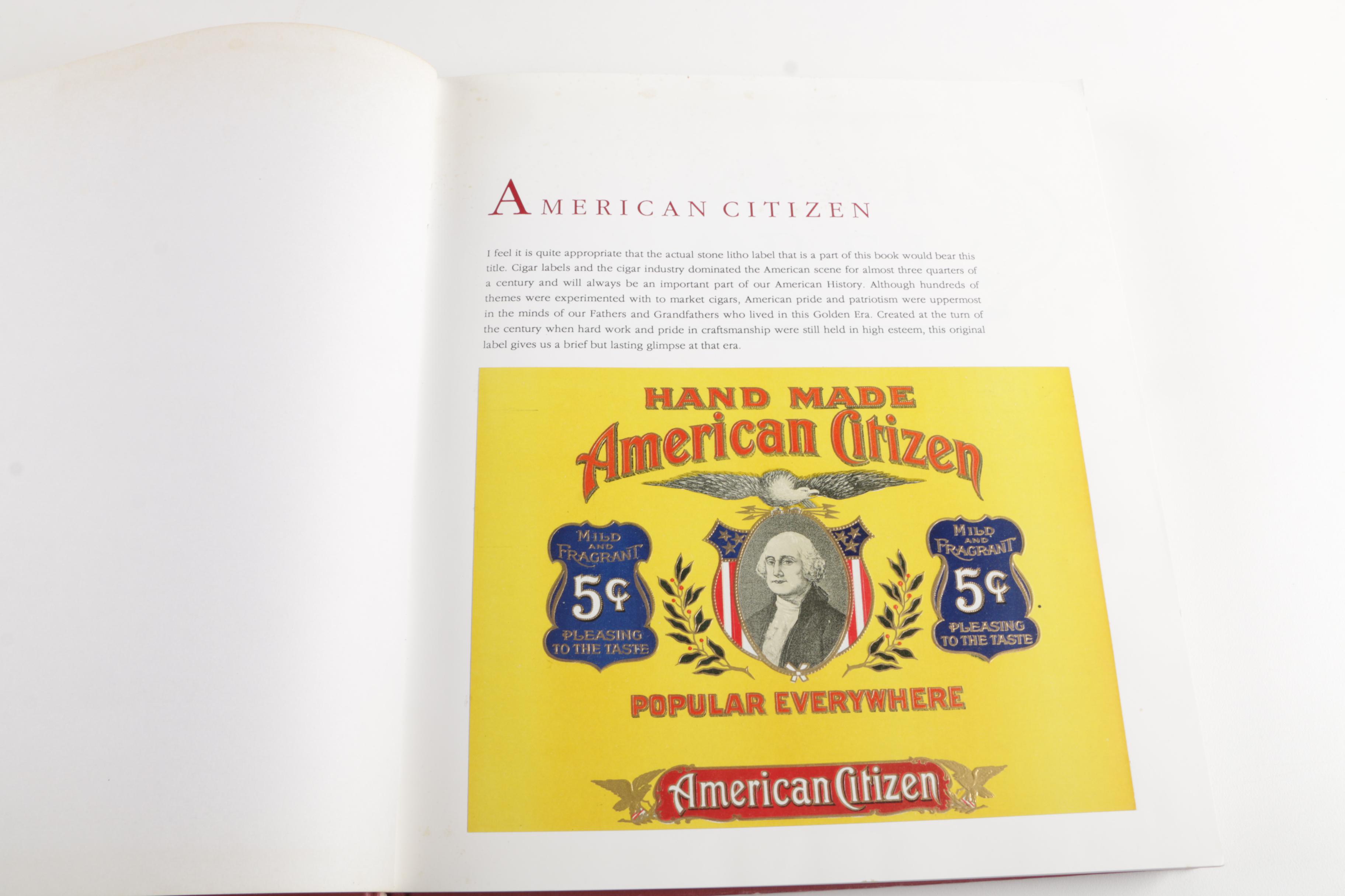 Cigar Label Book And Vintage Wooden Cigar Case