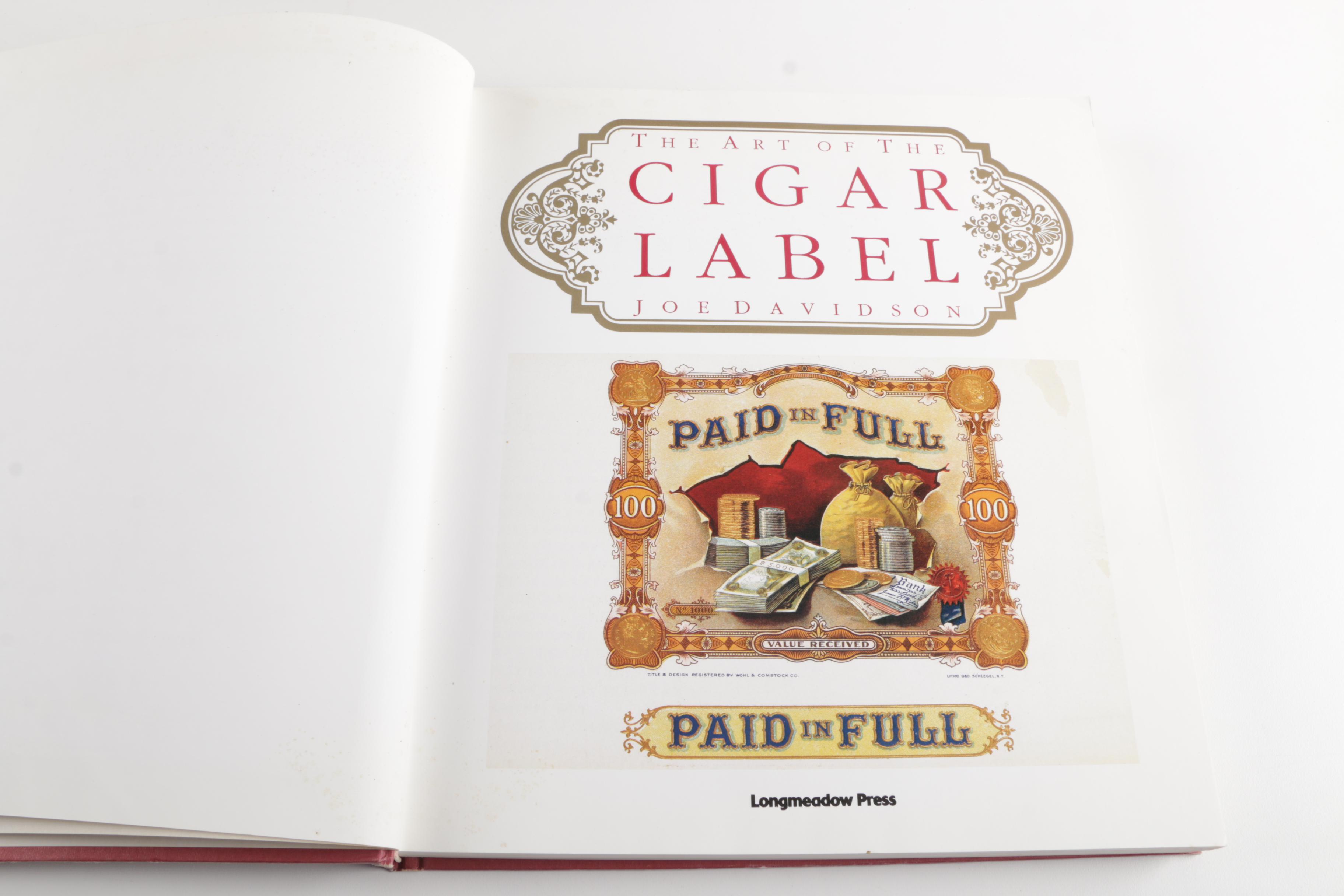 Cigar Label Book And Vintage Wooden Cigar Case