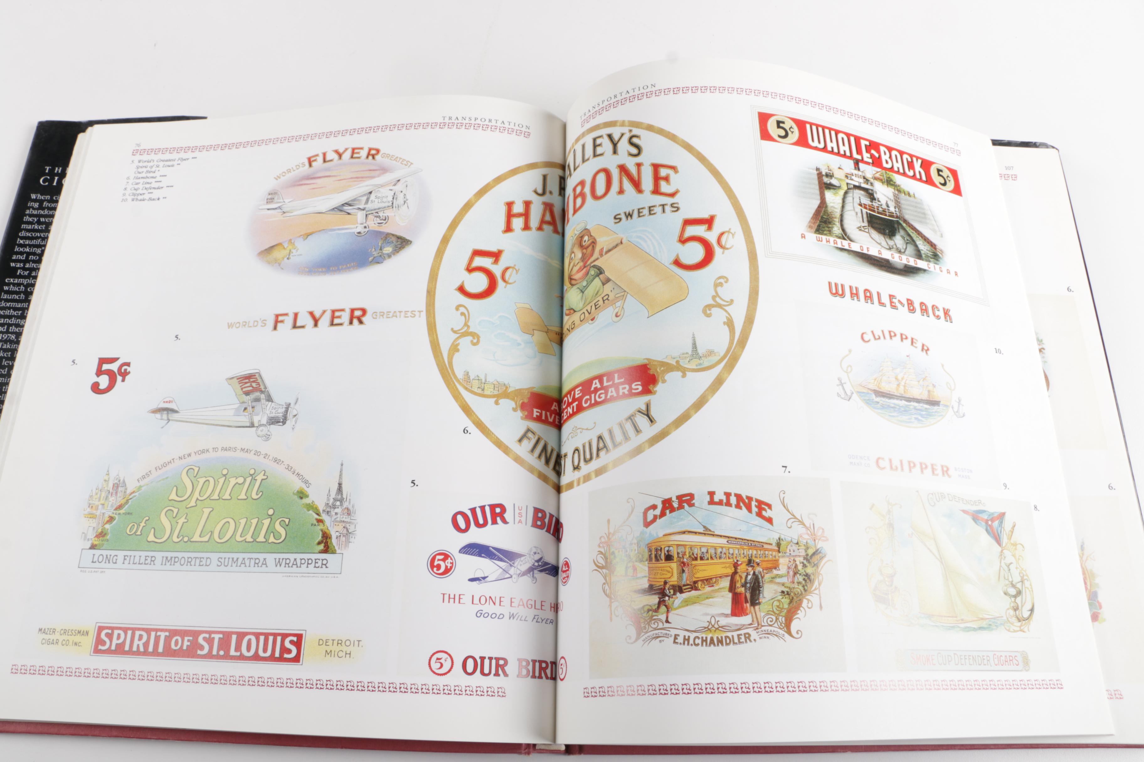 Cigar Label Book And Vintage Wooden Cigar Case