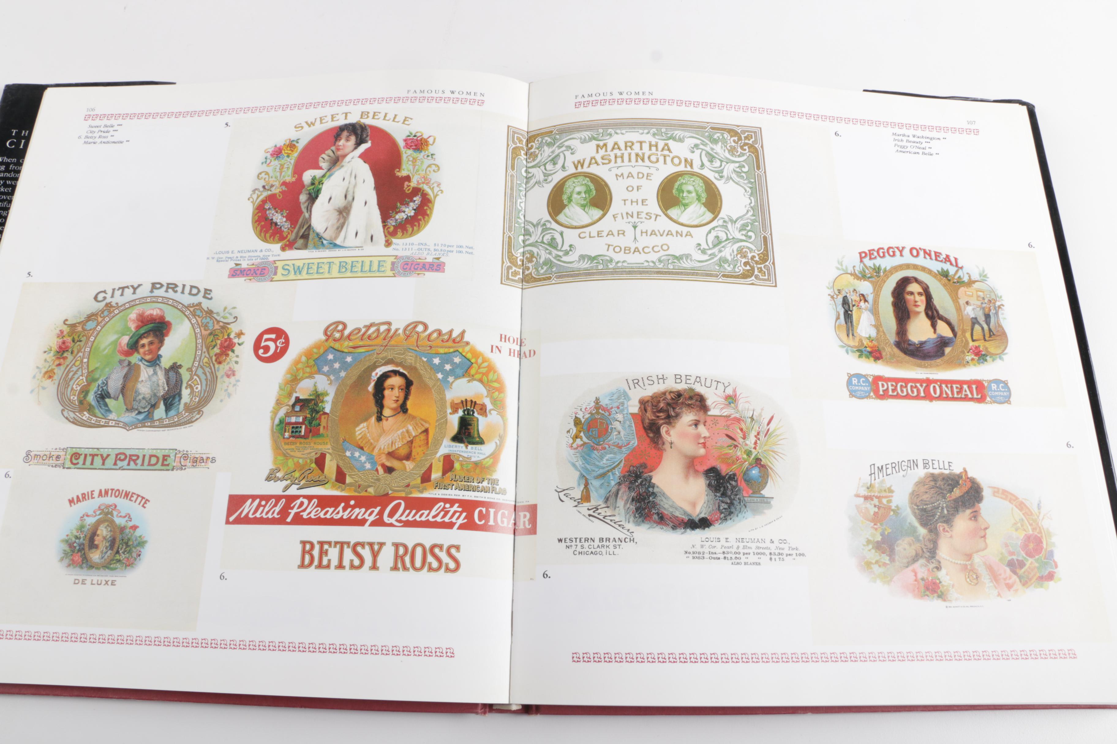 Cigar Label Book And Vintage Wooden Cigar Case