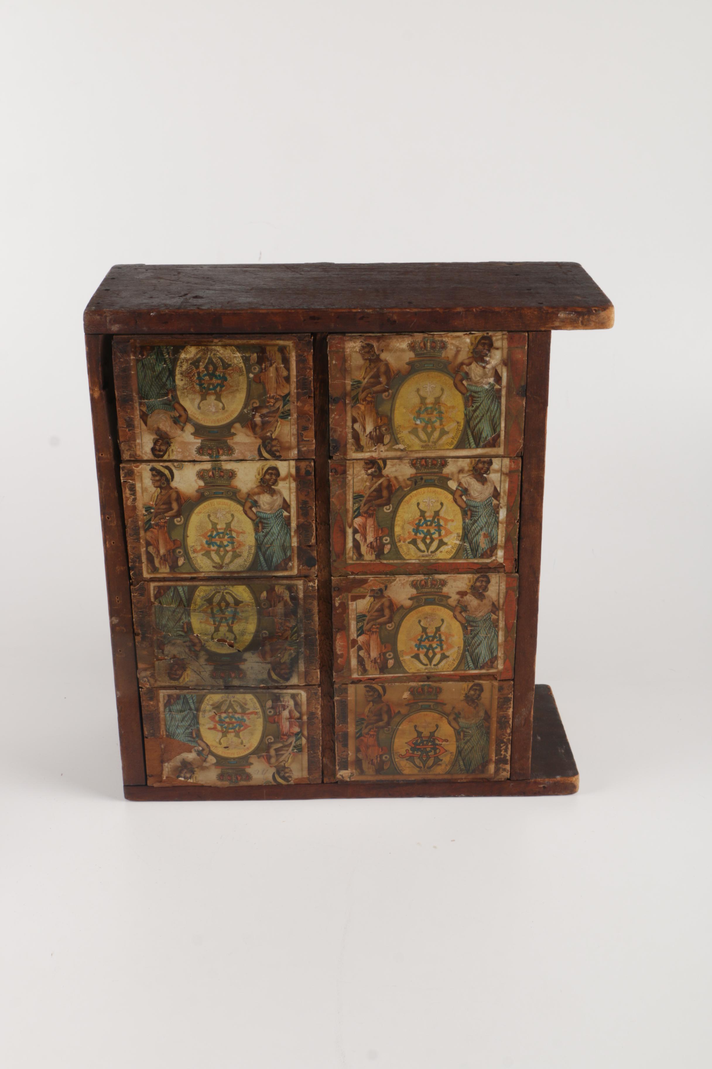 Cigar Label Book And Vintage Wooden Cigar Case