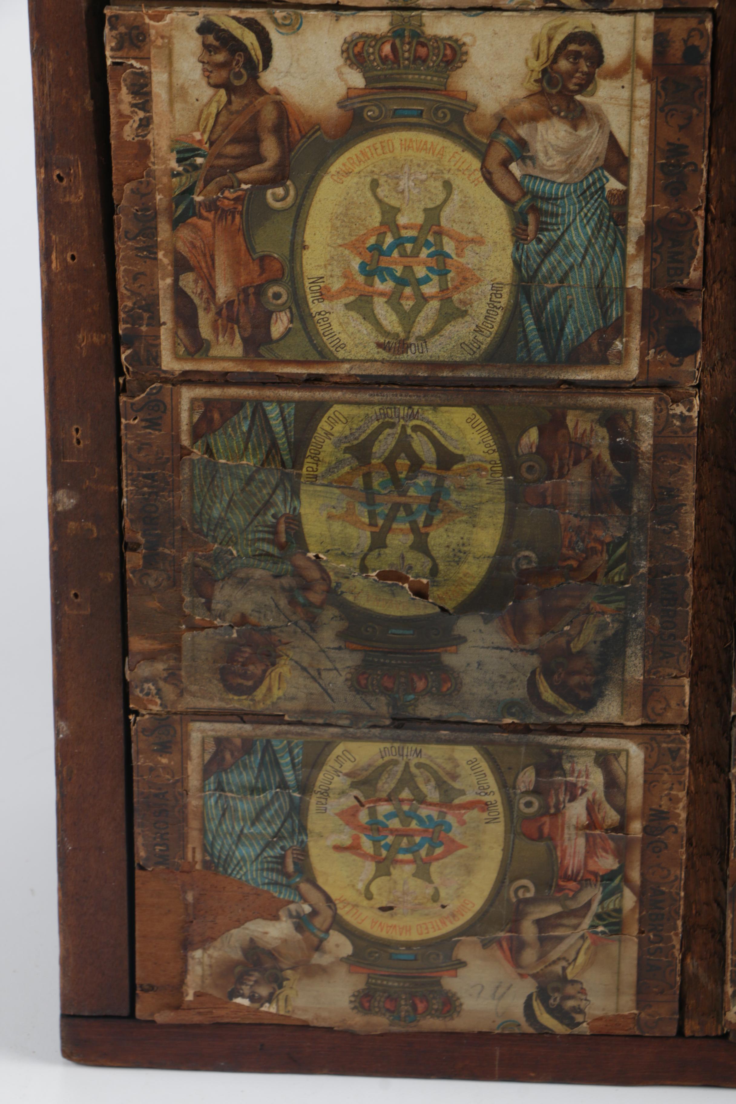 Cigar Label Book And Vintage Wooden Cigar Case