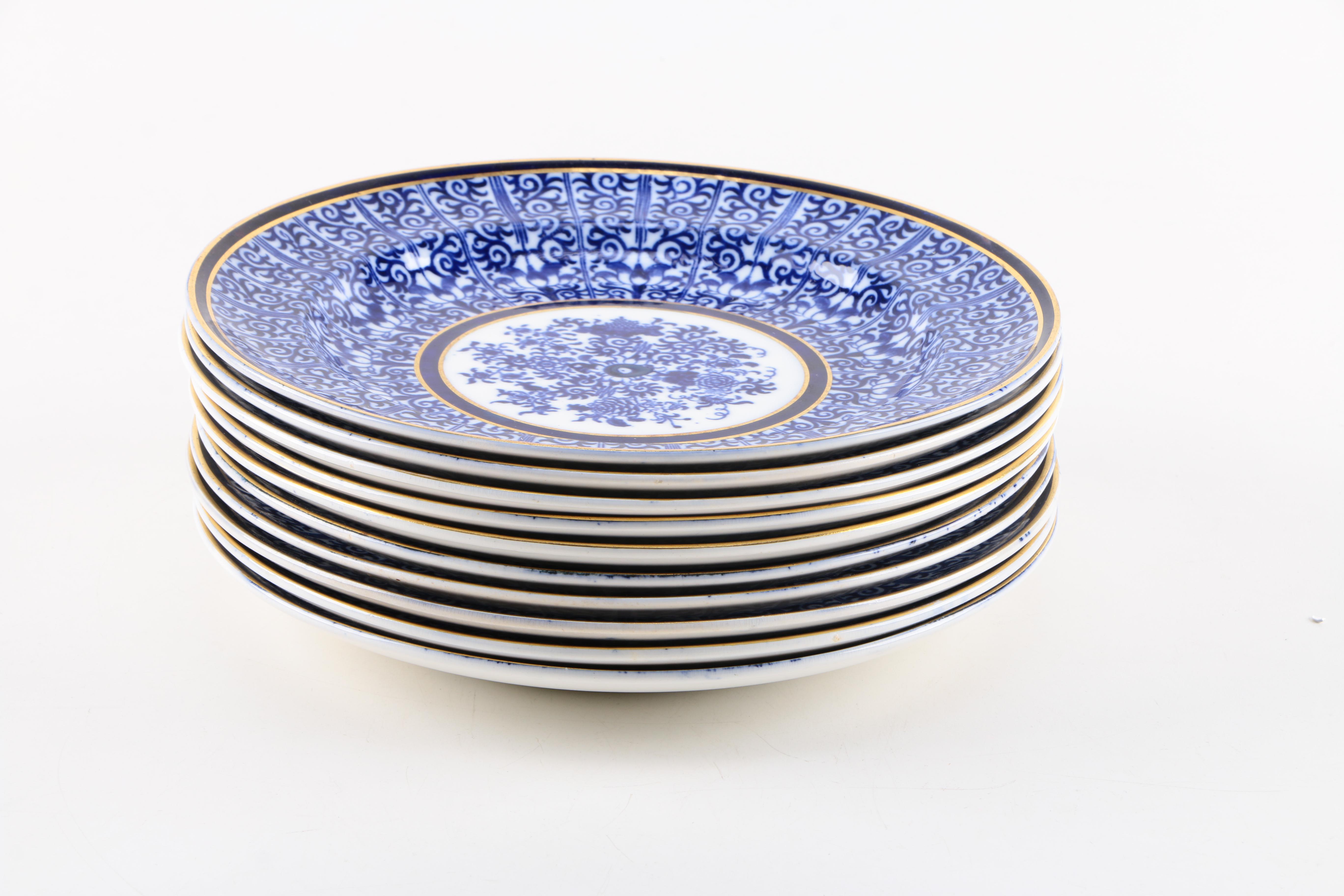 Antique Minton Blue Transfer Printed Plates Circa 1879