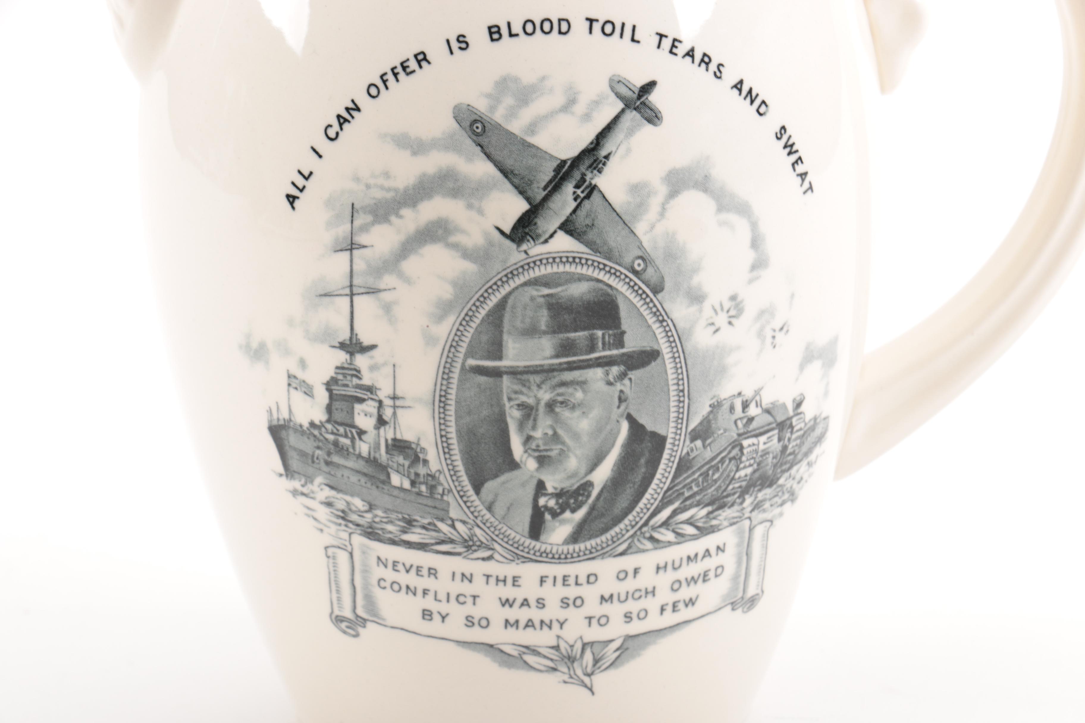 Vintage Copeland Spode Britain WWII Themed Porcelain Pitcher