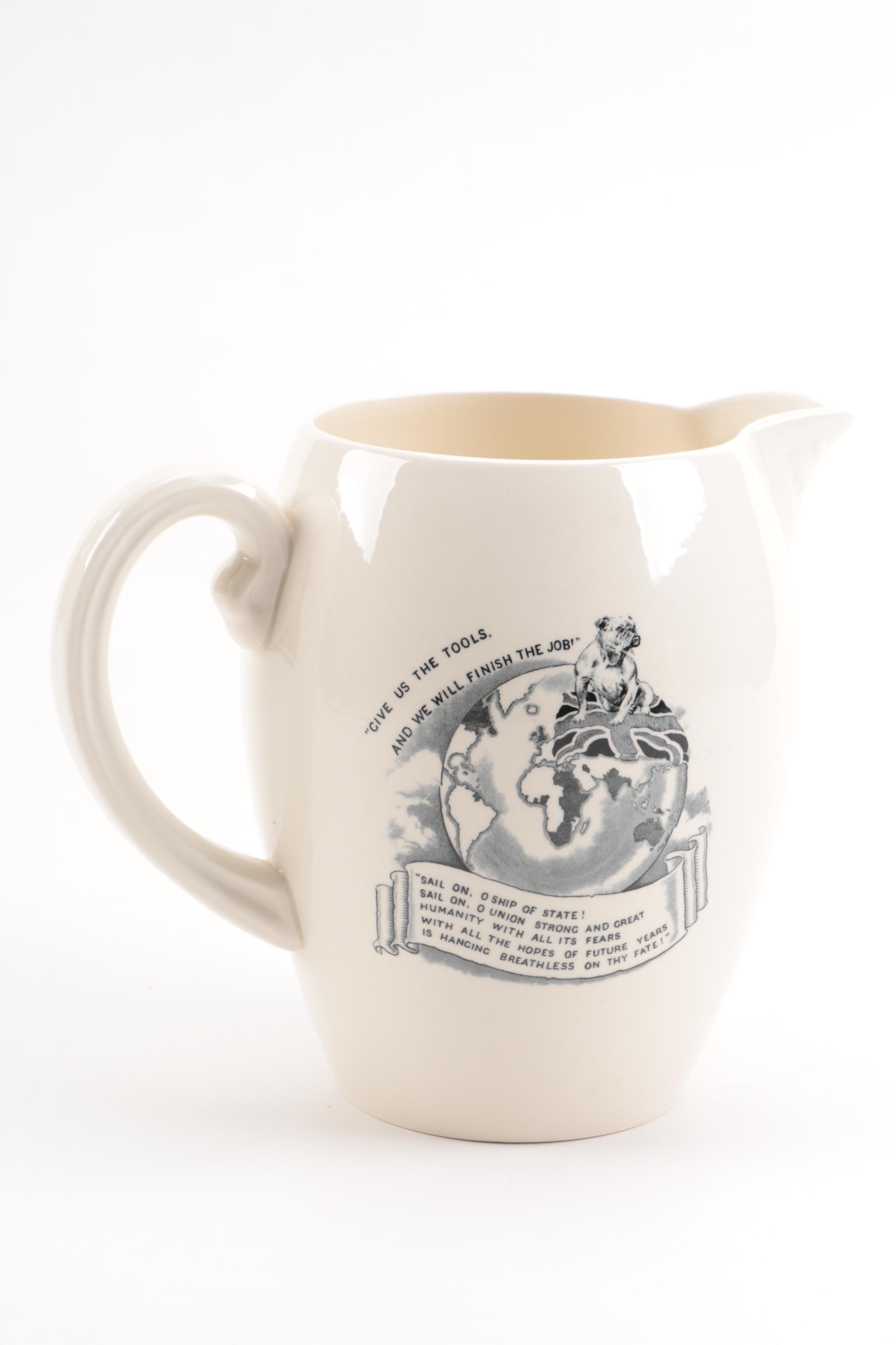 Vintage Copeland Spode Britain WWII Themed Porcelain Pitcher