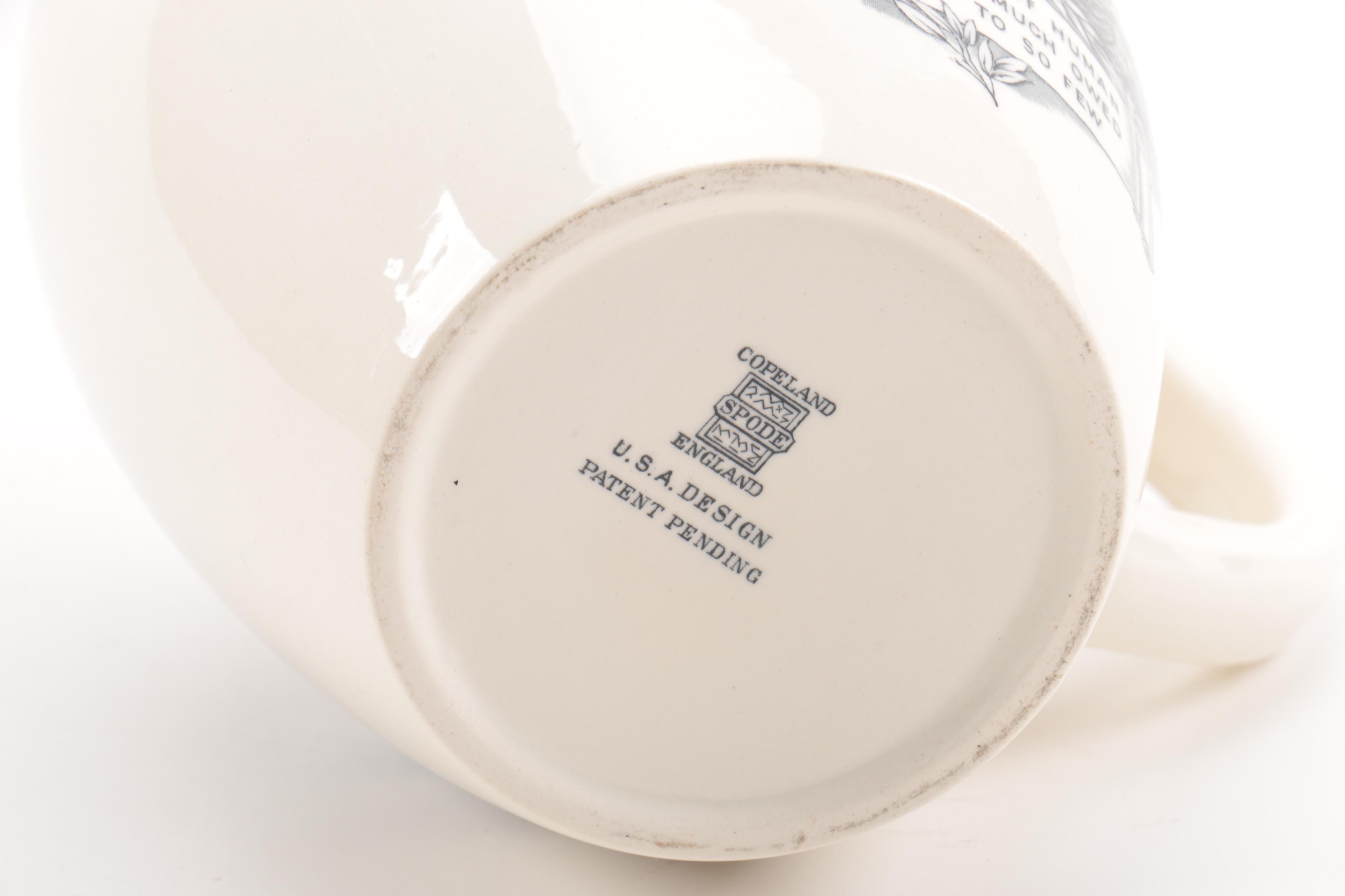 Vintage Copeland Spode Britain WWII Themed Porcelain Pitcher