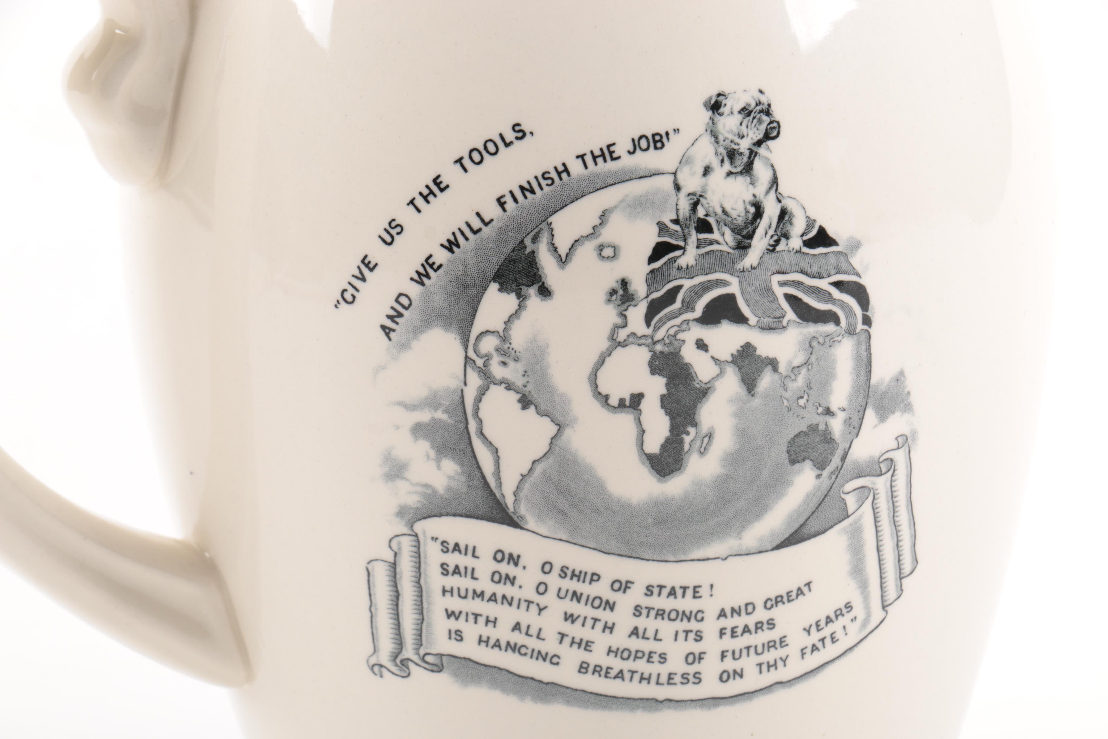 Vintage Copeland Spode Britain WWII Themed Porcelain Pitcher