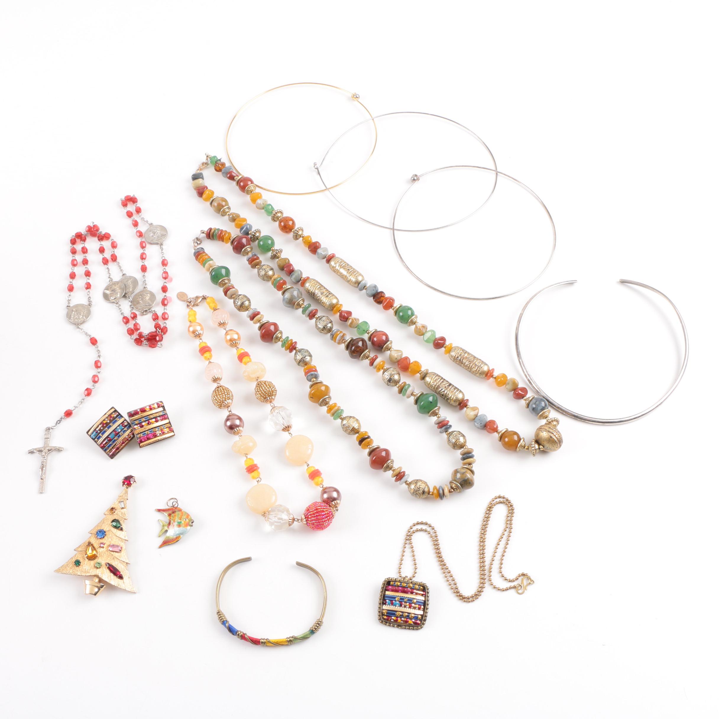 Colorful Costume Jewelry Including Beaded Necklaces
