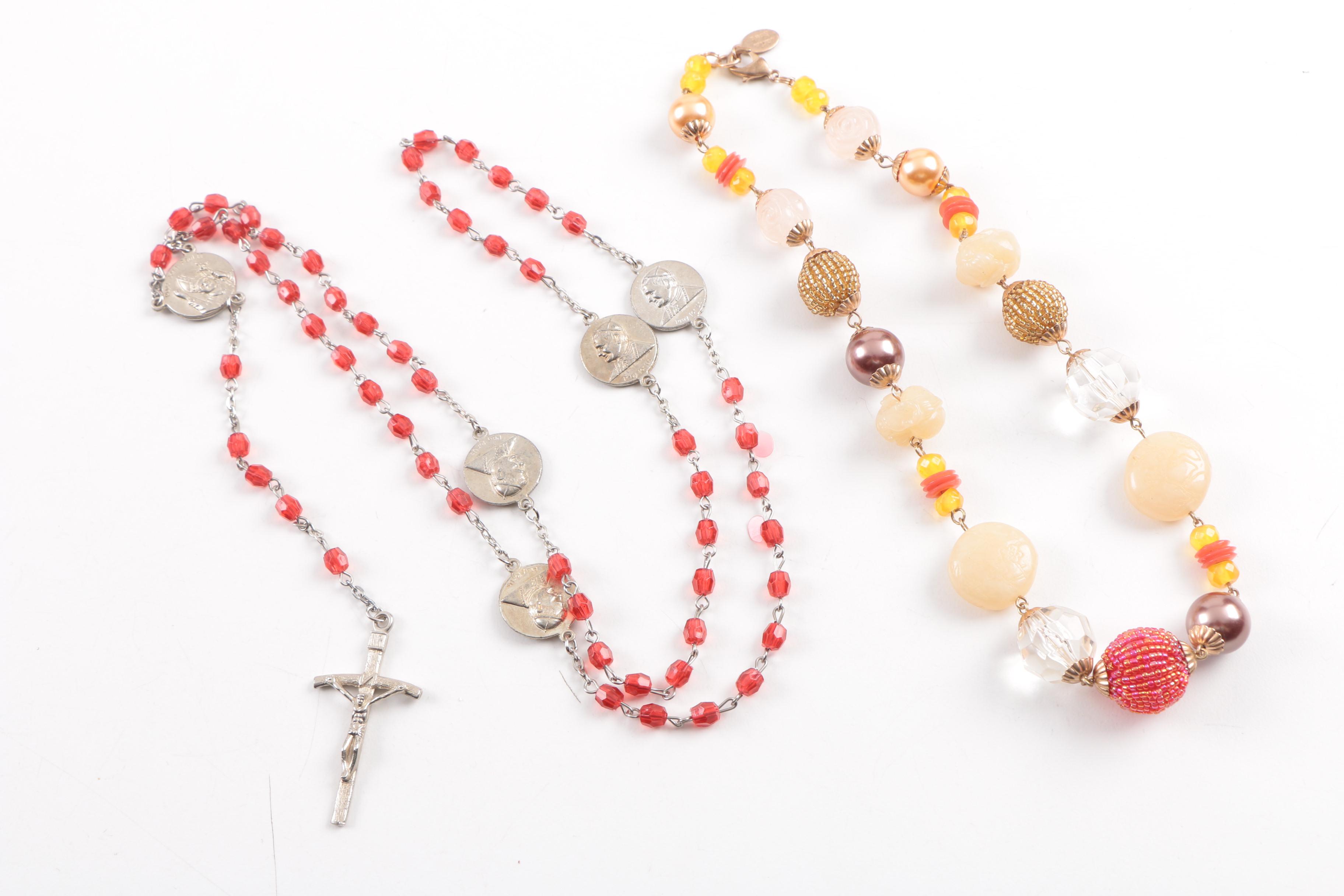 Colorful Costume Jewelry Including Beaded Necklaces