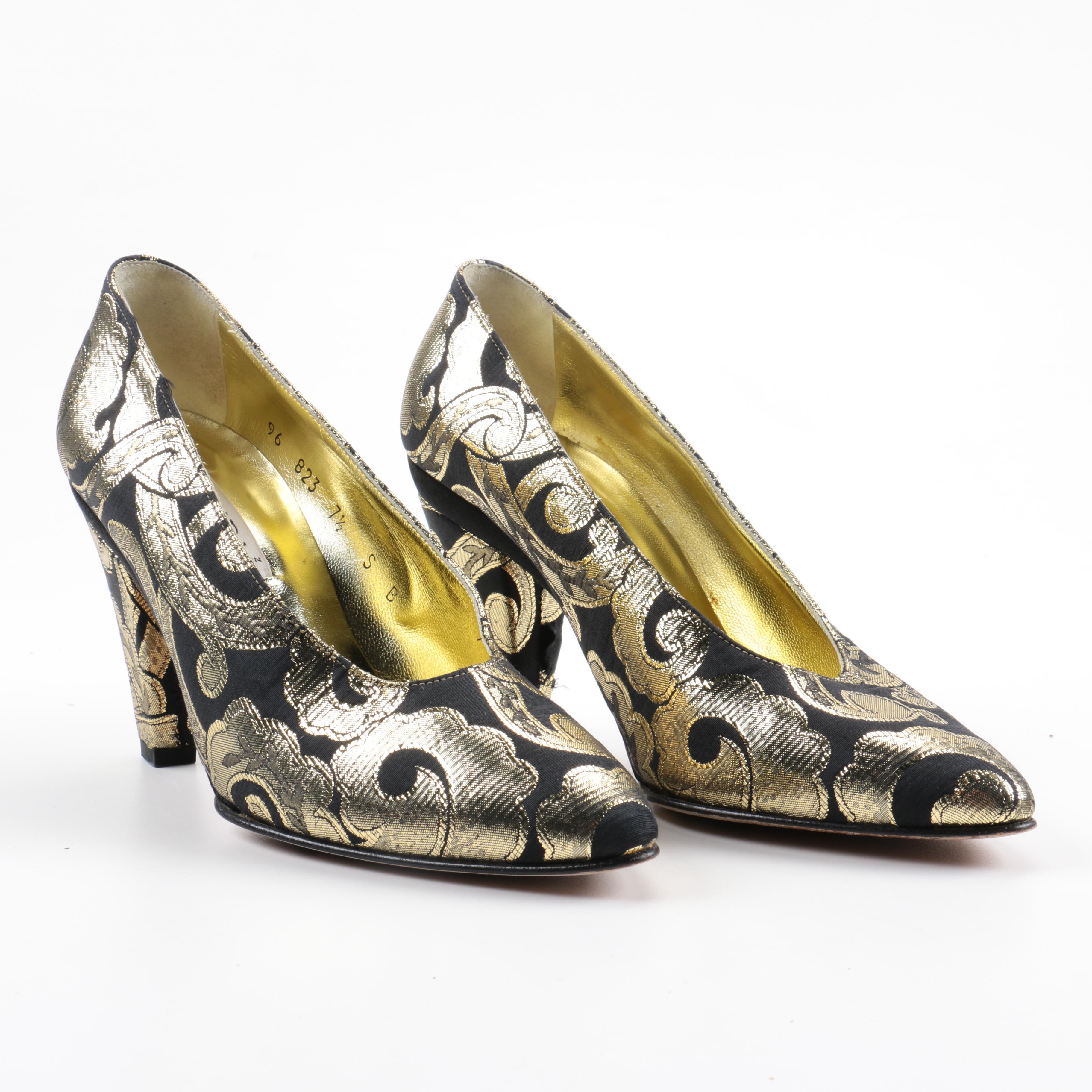 Escada Black and Gold Metallic Pumps