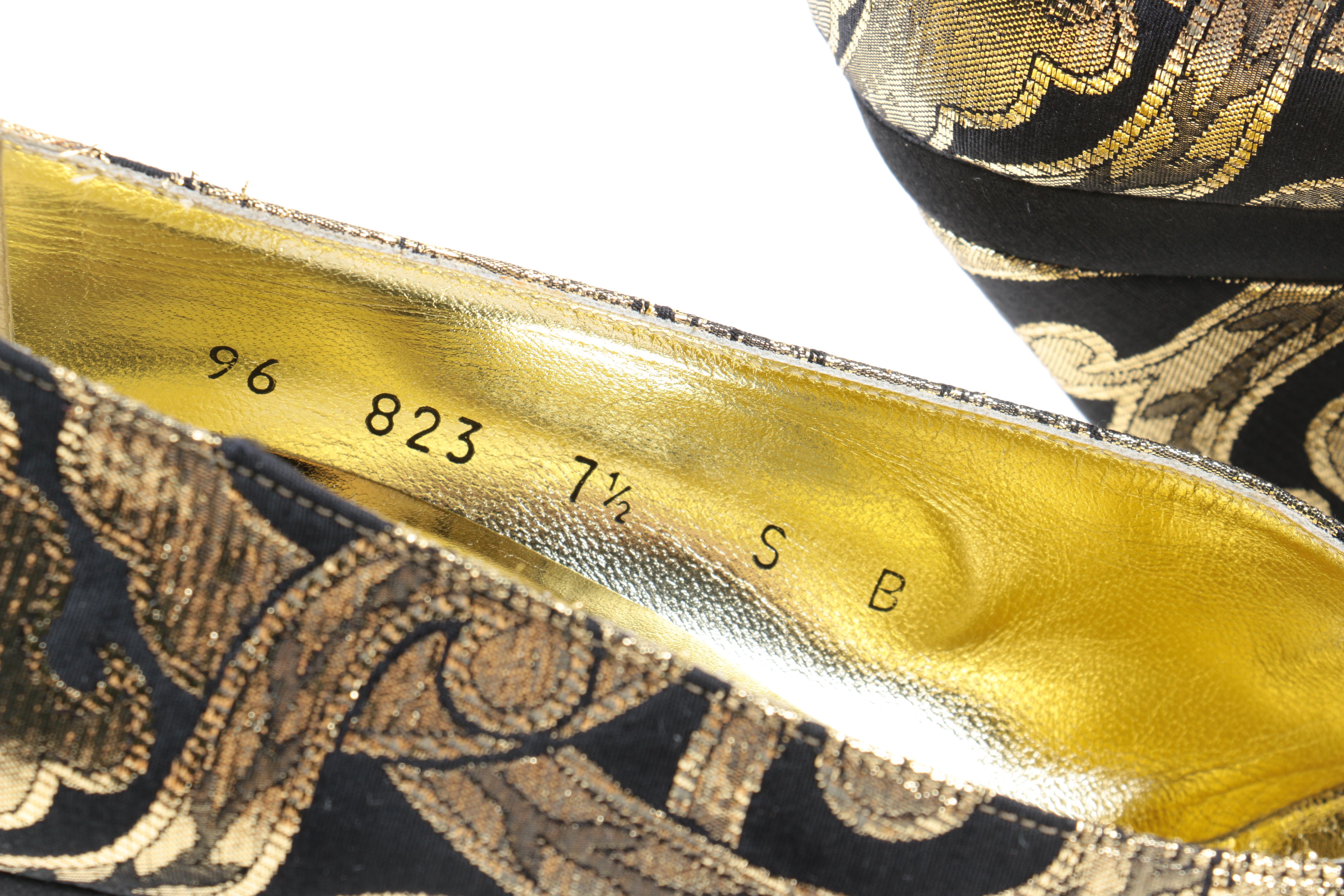 Escada Black and Gold Metallic Pumps