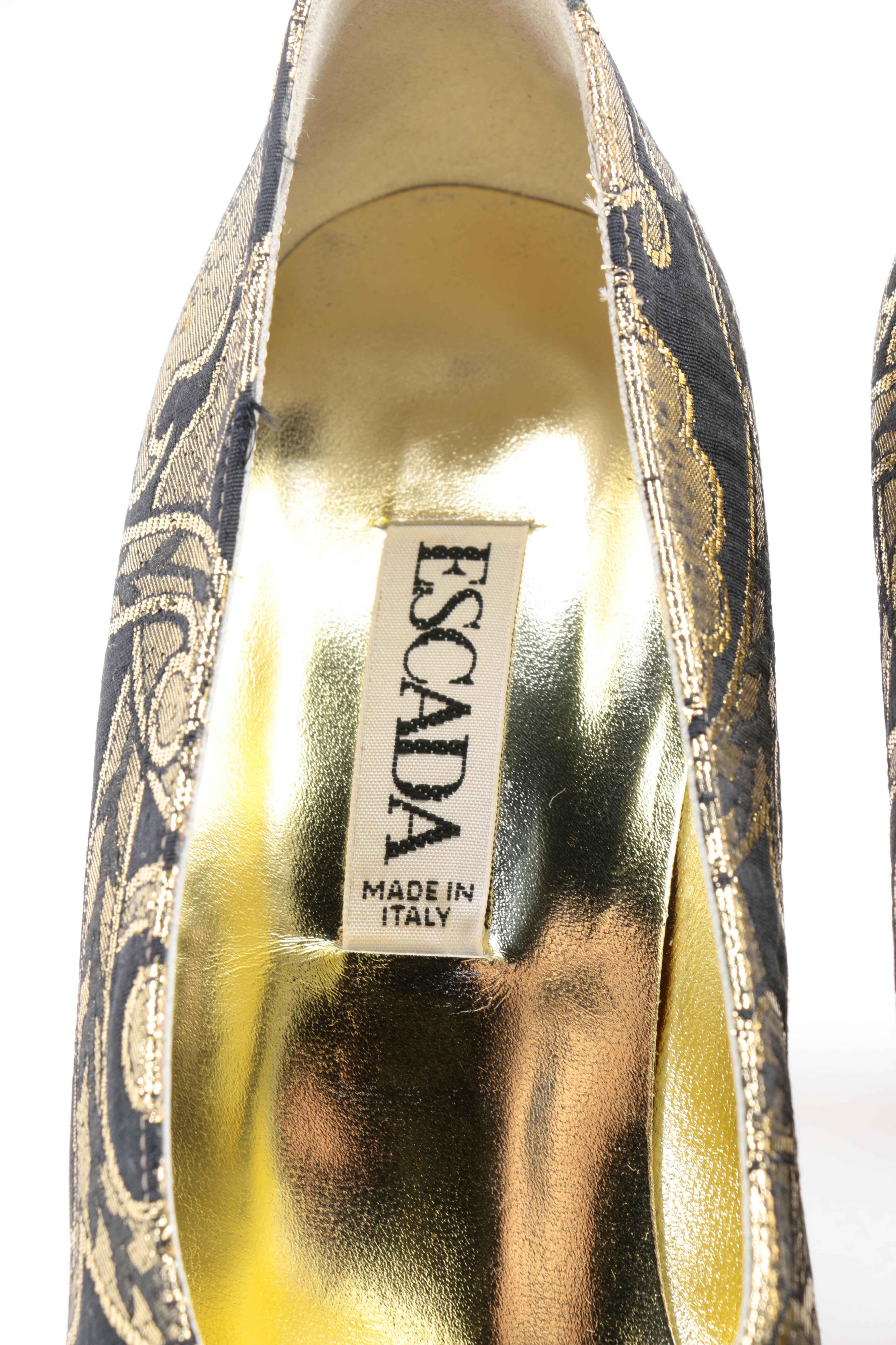 Escada Black and Gold Metallic Pumps