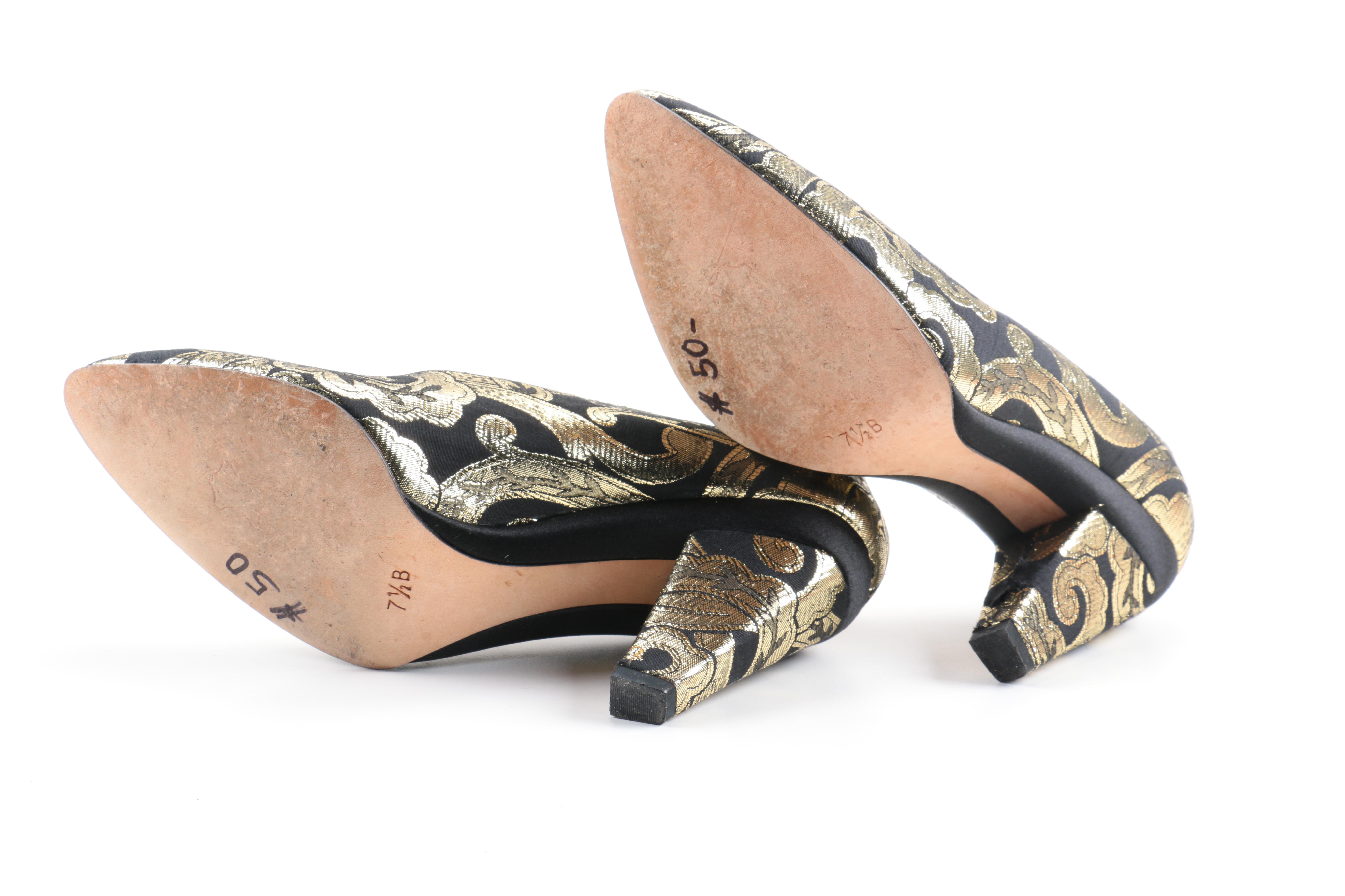 Escada Black and Gold Metallic Pumps