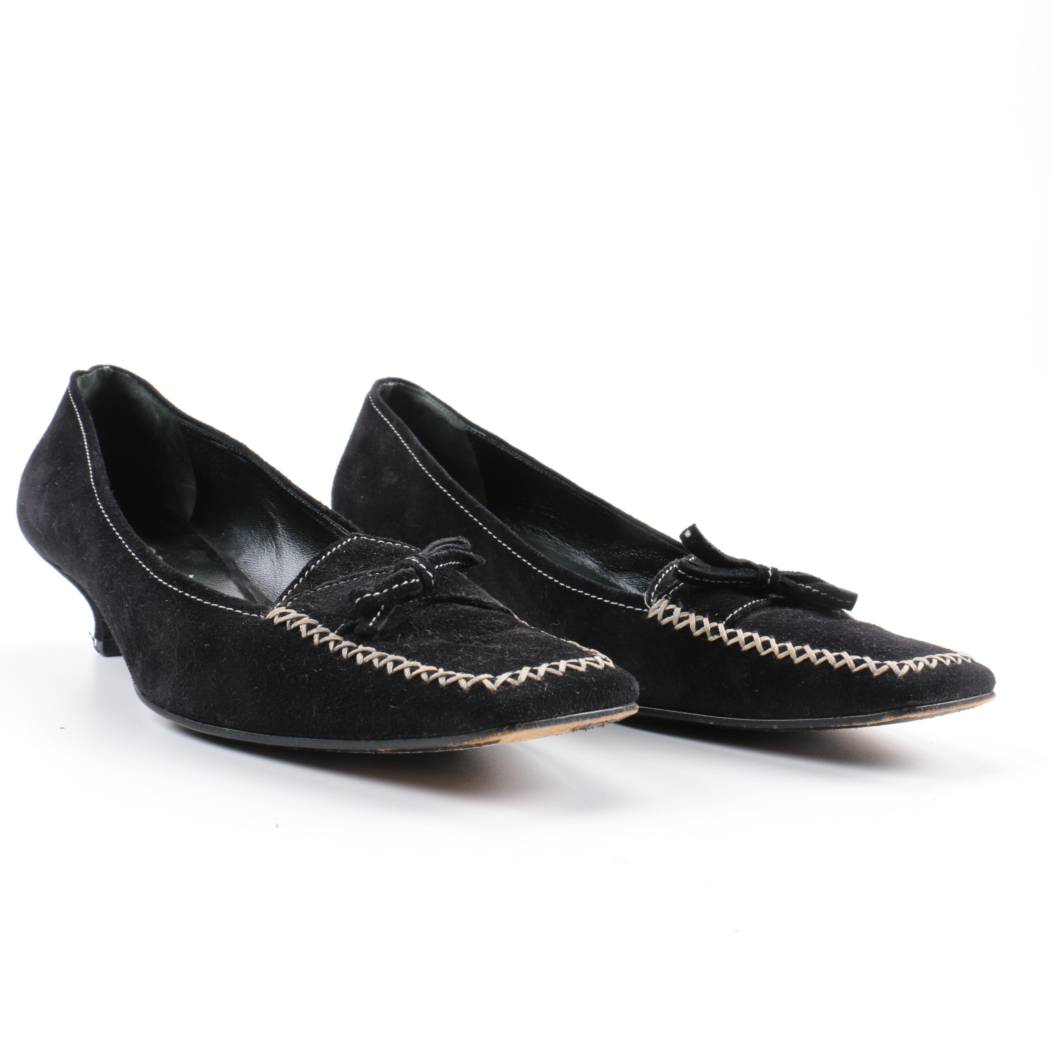 Prada Black Suede Kitten Heels