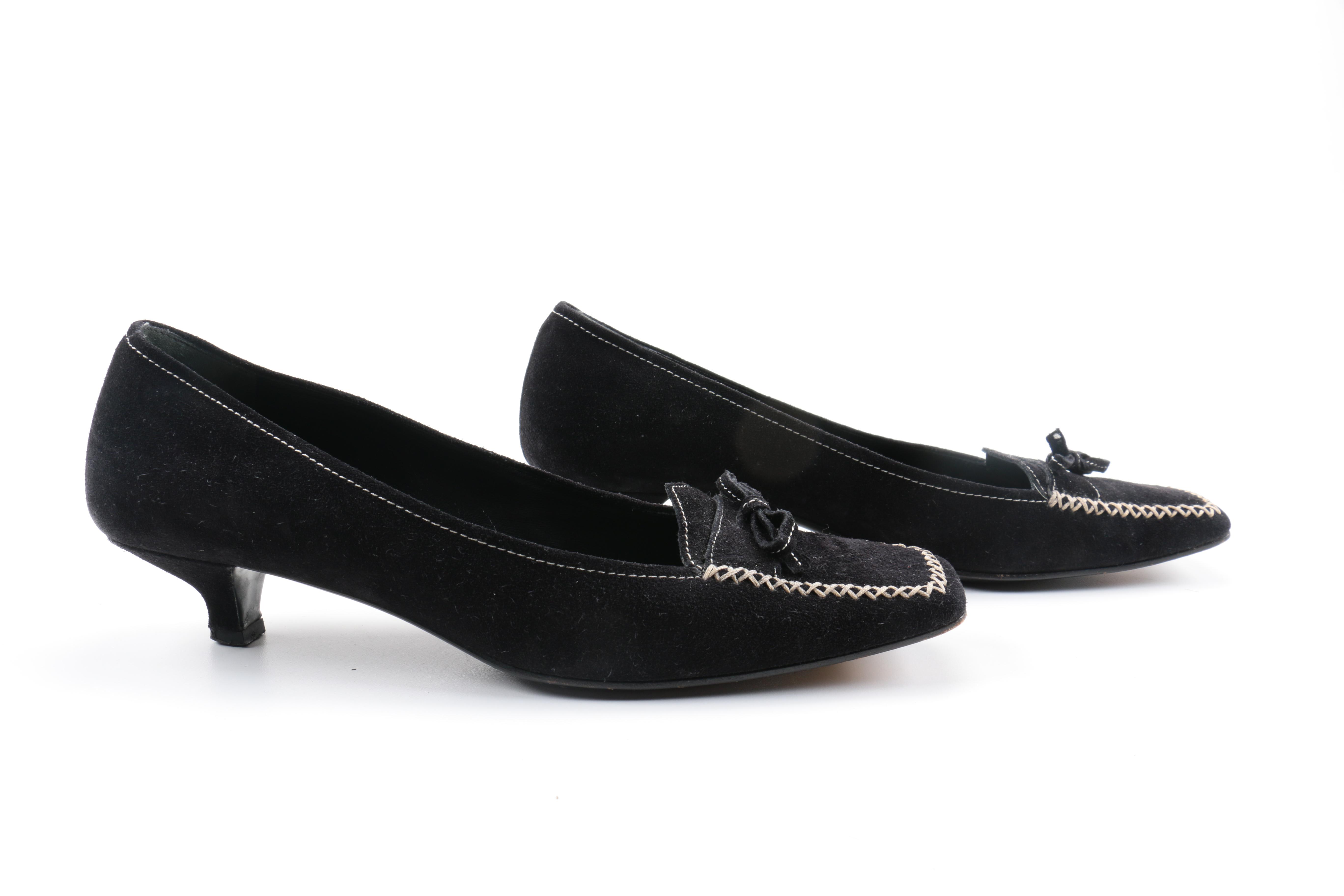 Prada Black Suede Kitten Heels