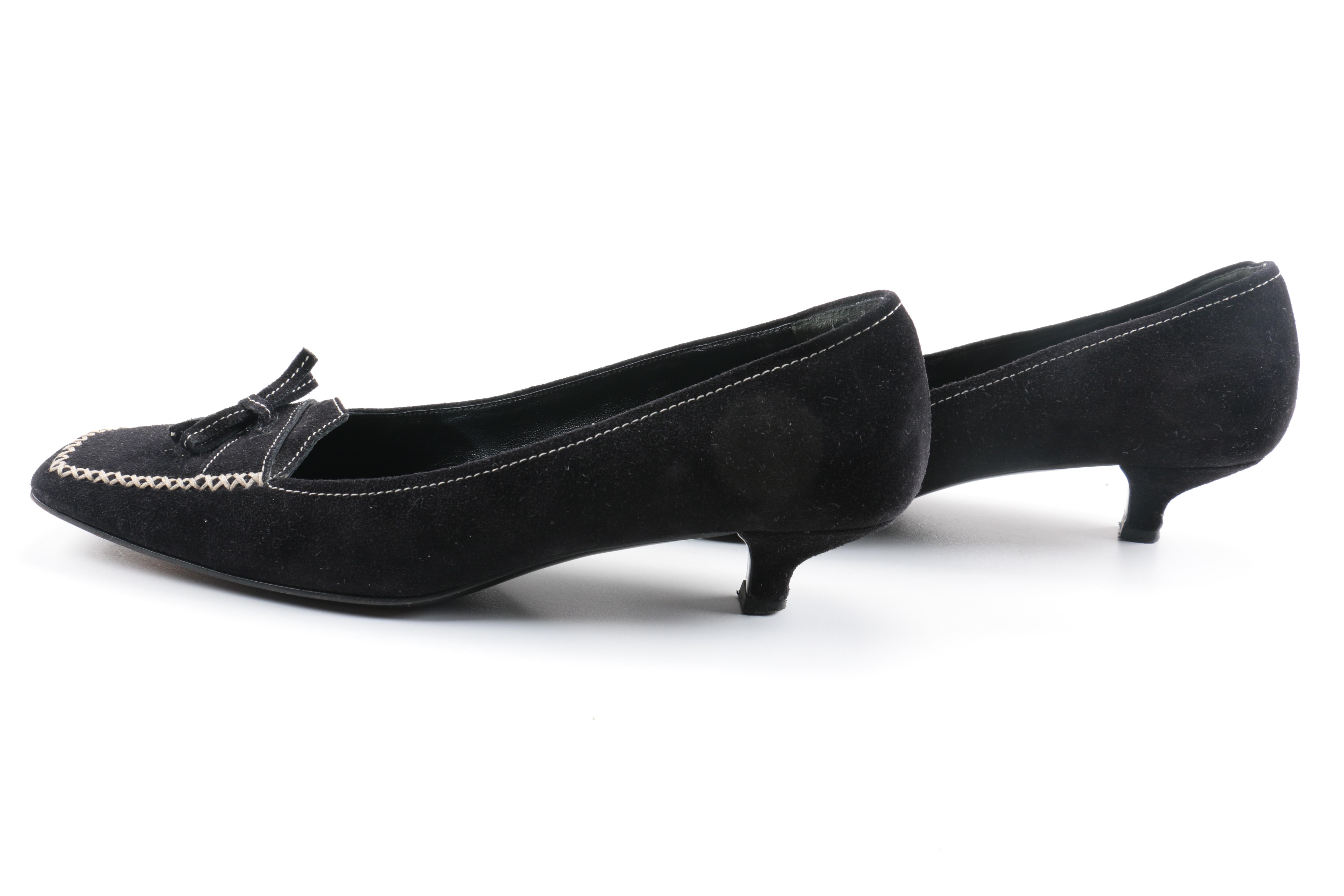 Prada Black Suede Kitten Heels