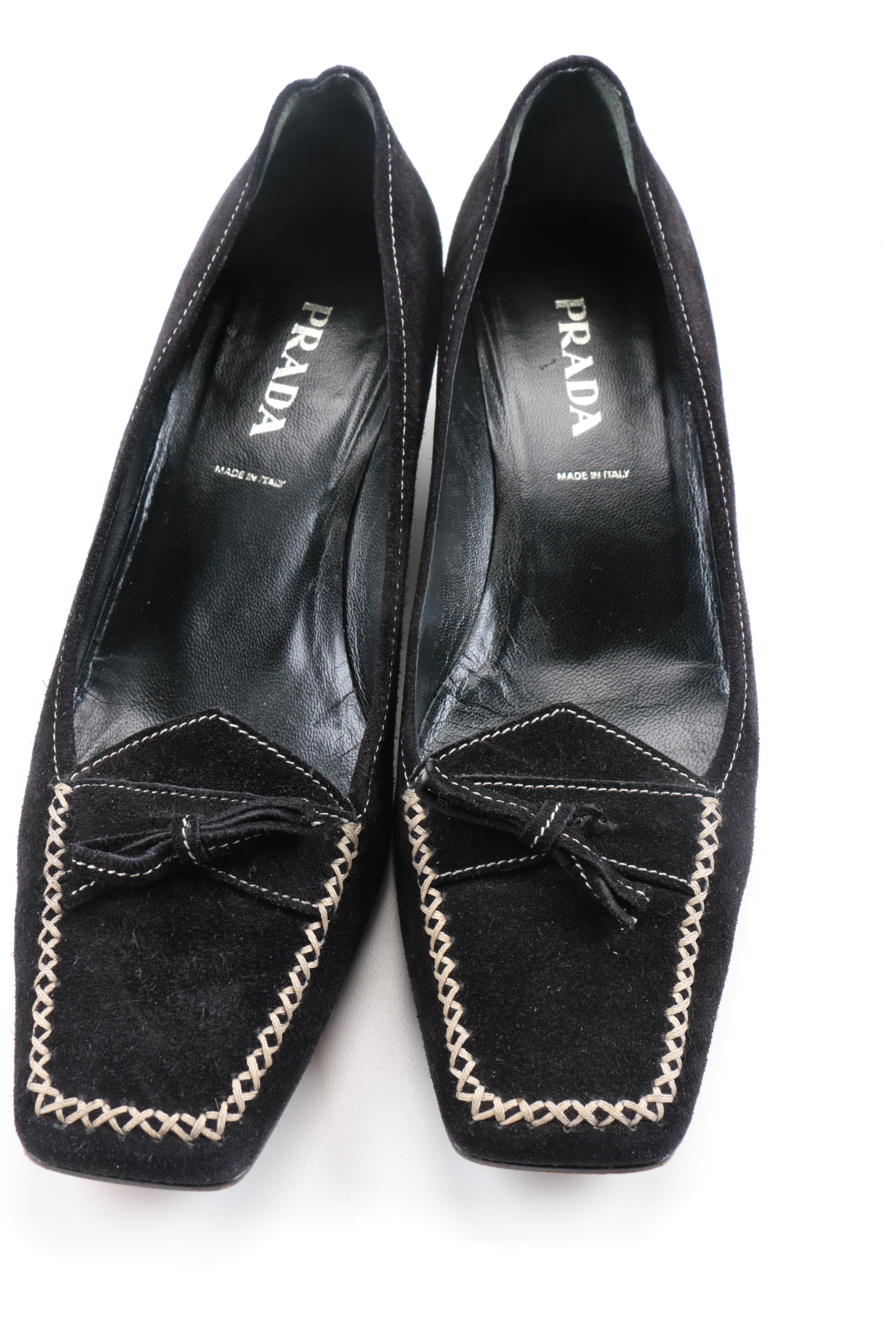 Prada Black Suede Kitten Heels