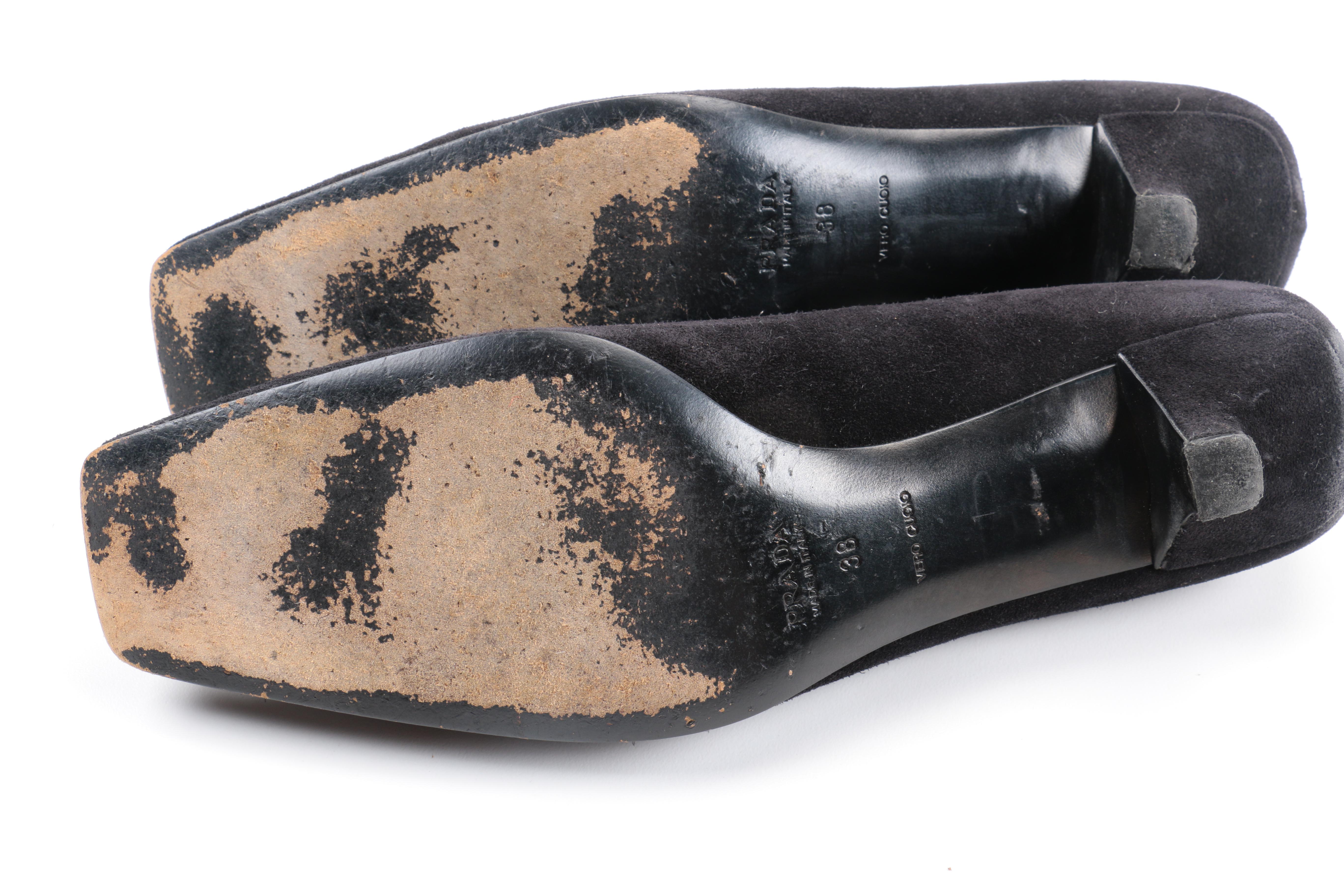 Prada Black Suede Kitten Heels