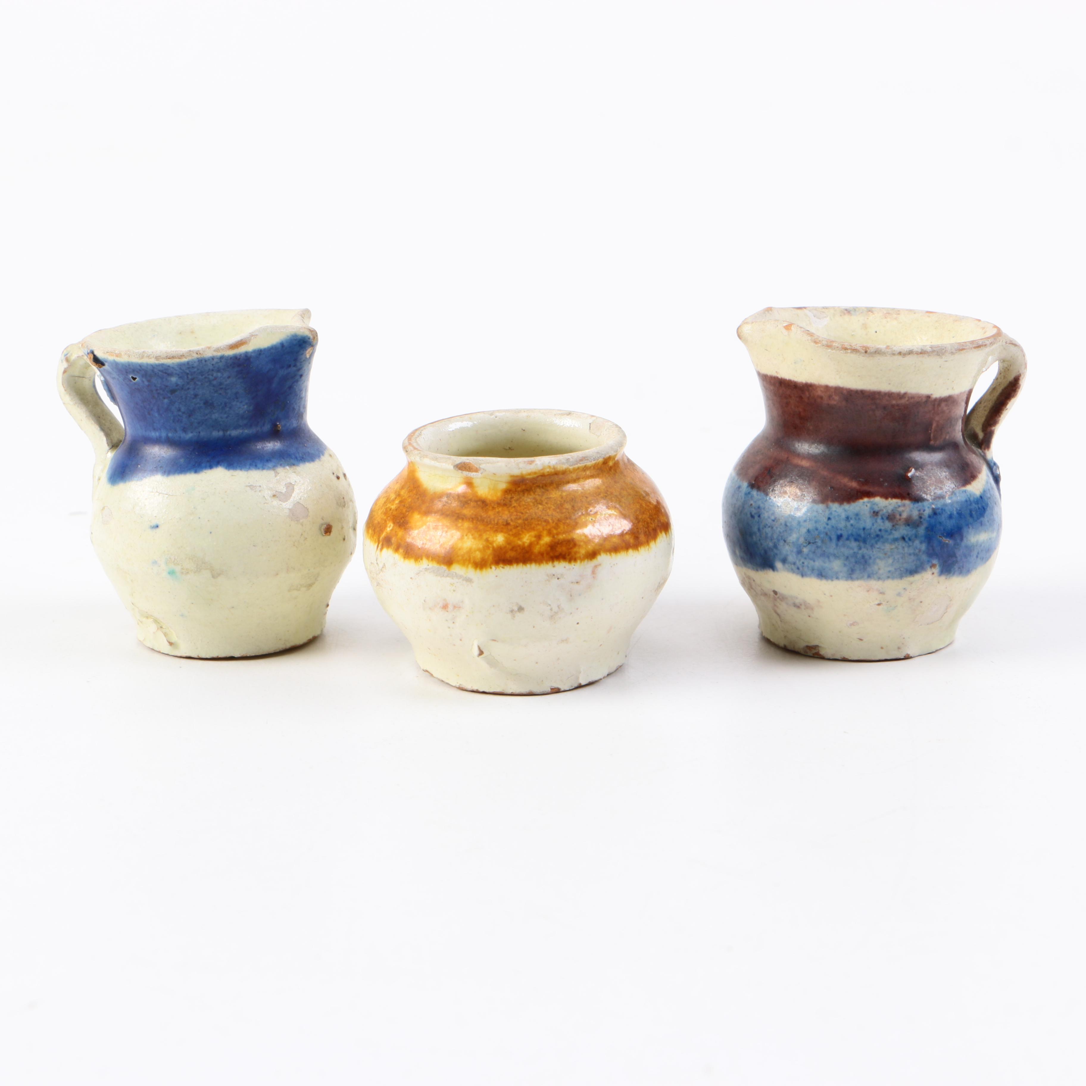 Vintage Glazed Terracotta Pitchers and Vase